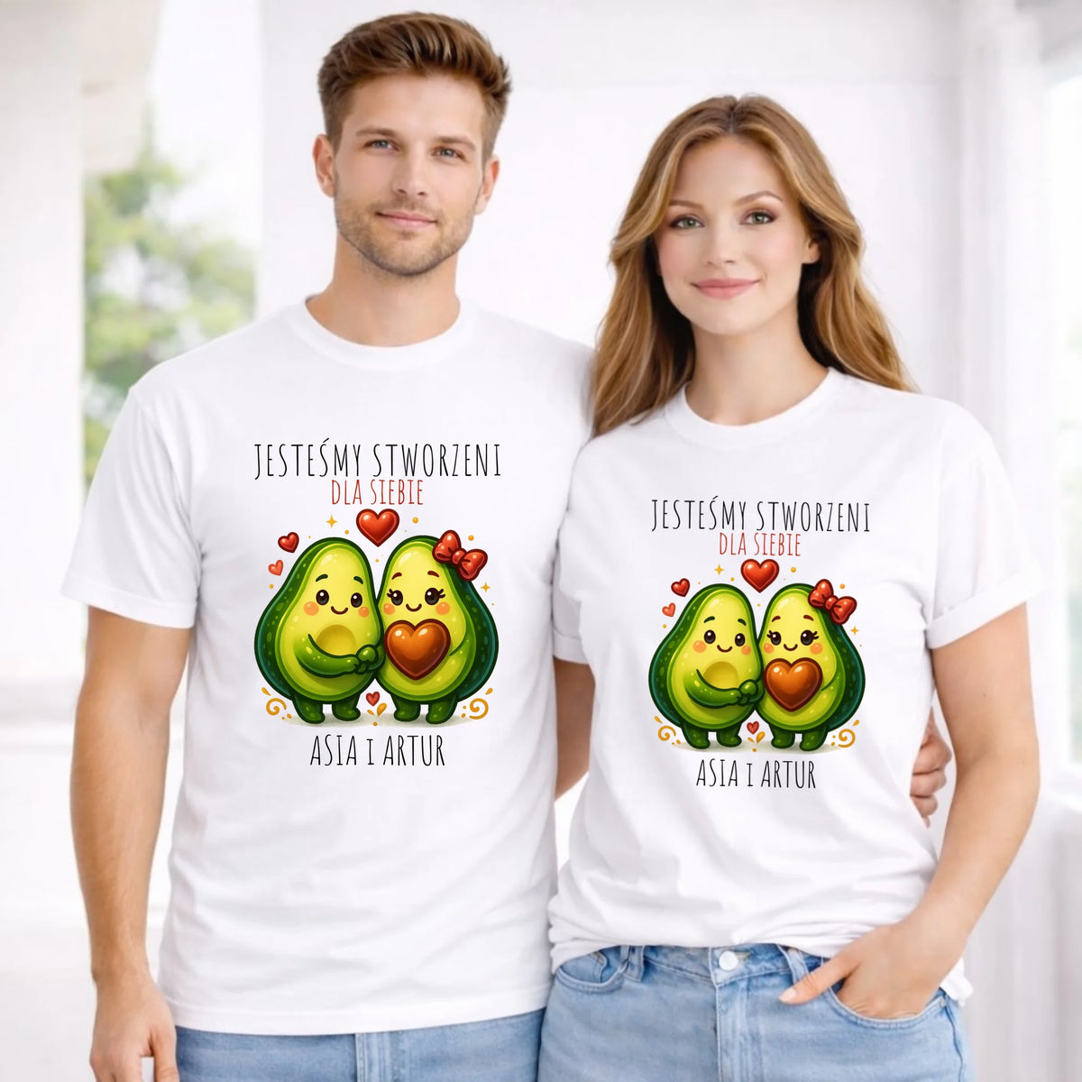 Zestaw koszulek dla par - Awokado Stworzeni dla siebie - personalizowany W91