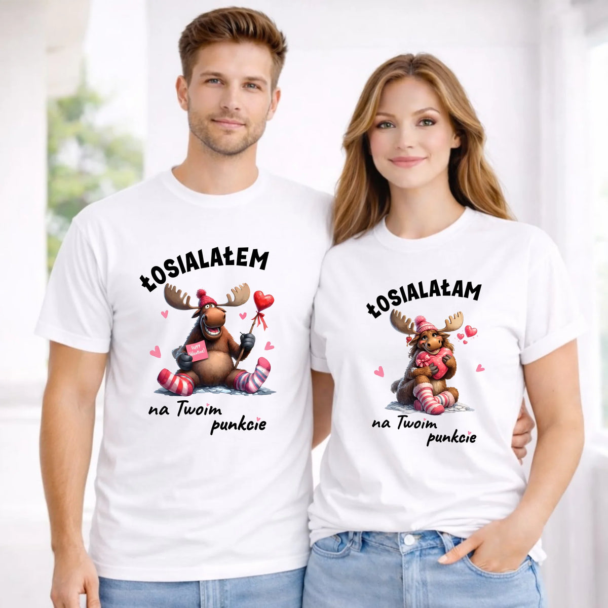 Zestaw koszulek dla par - Łosiałem i łosiałam na Twoim punkcie W66