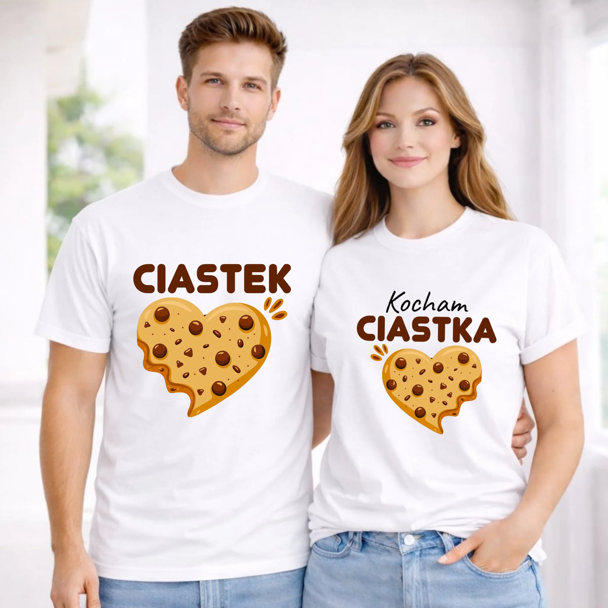 Zestaw koszulek dla par - Kocham Ciastka i Ciastek W53