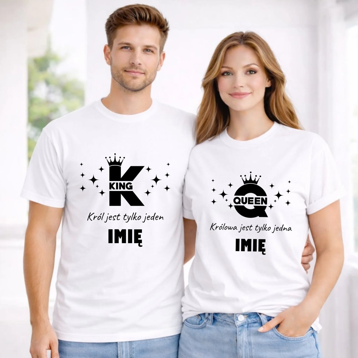 Zestaw koszulek dla par - Queen i King - personalizowany W40