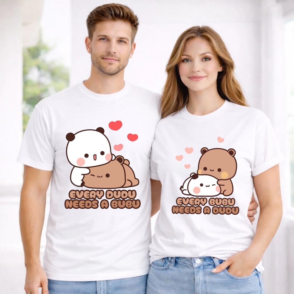 Zestaw koszulek dla par - Every Dudu needs a Bubu  W32