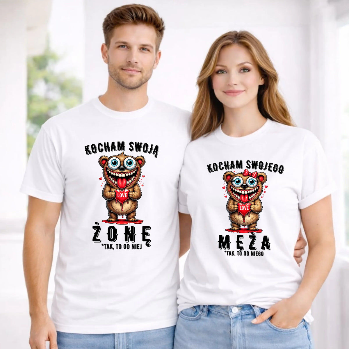 Zestaw koszulek dla par - Kocham swojego męża  swoją żonę W22