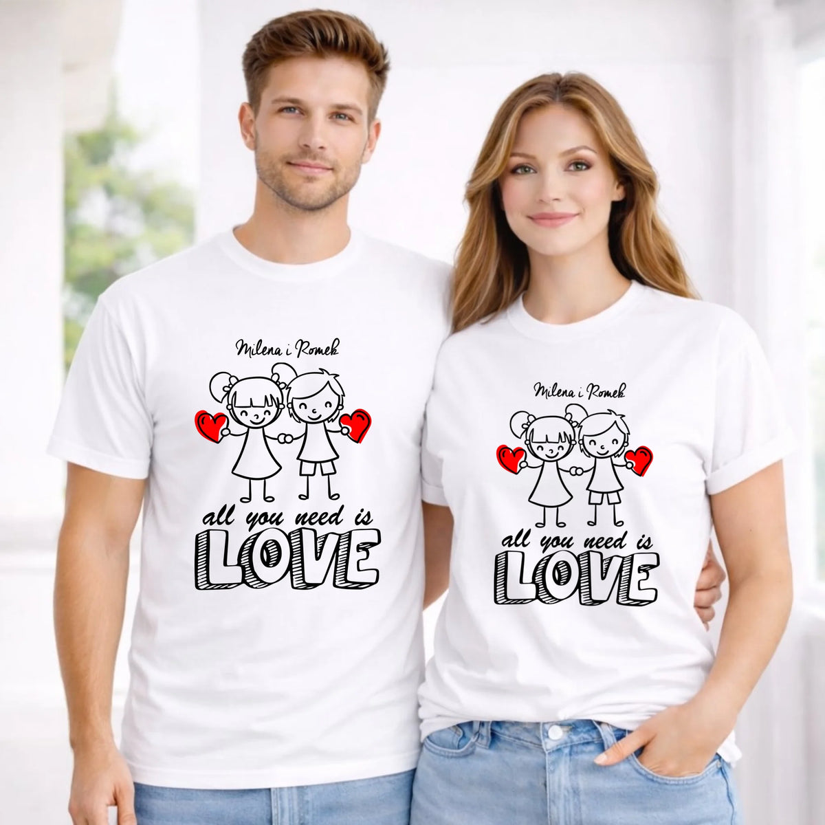 Zestaw koszulek dla par - All You need is love - personalizowany W13