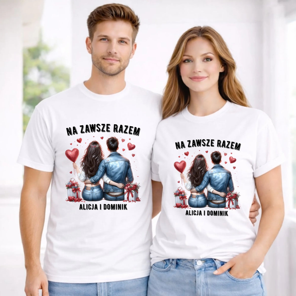 Zestaw koszulek dla par - Na zawsze razem - personalizowany W07