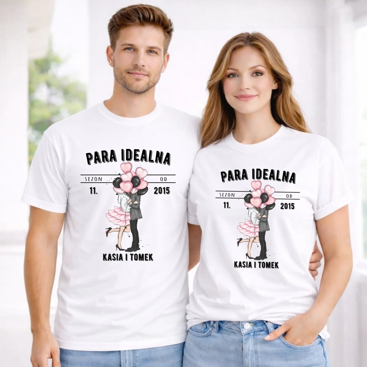 Zestaw koszulek dla par - Para idealna - personalizowany W11