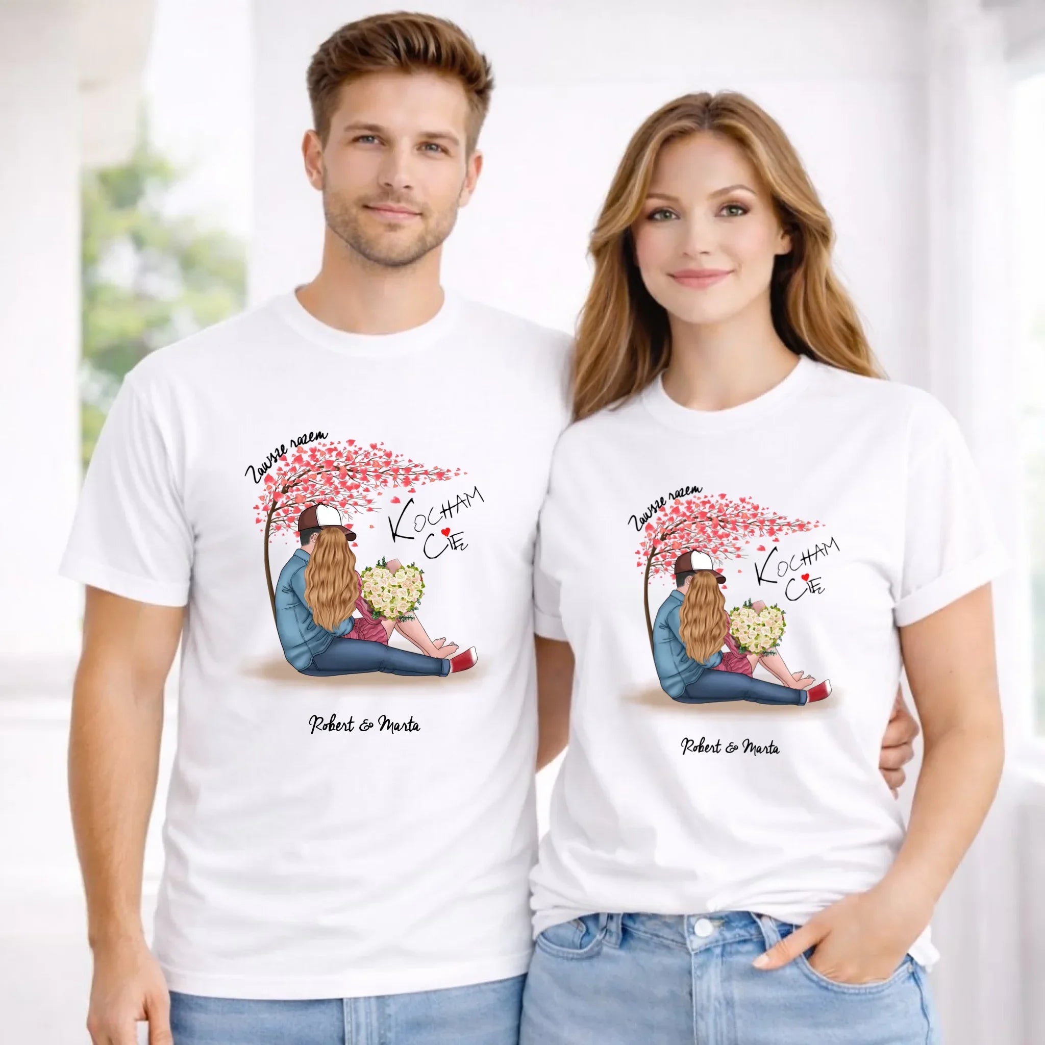Zestaw koszulek dla par - Zawsze razem - personalizowany W04 - StoryCups.pl