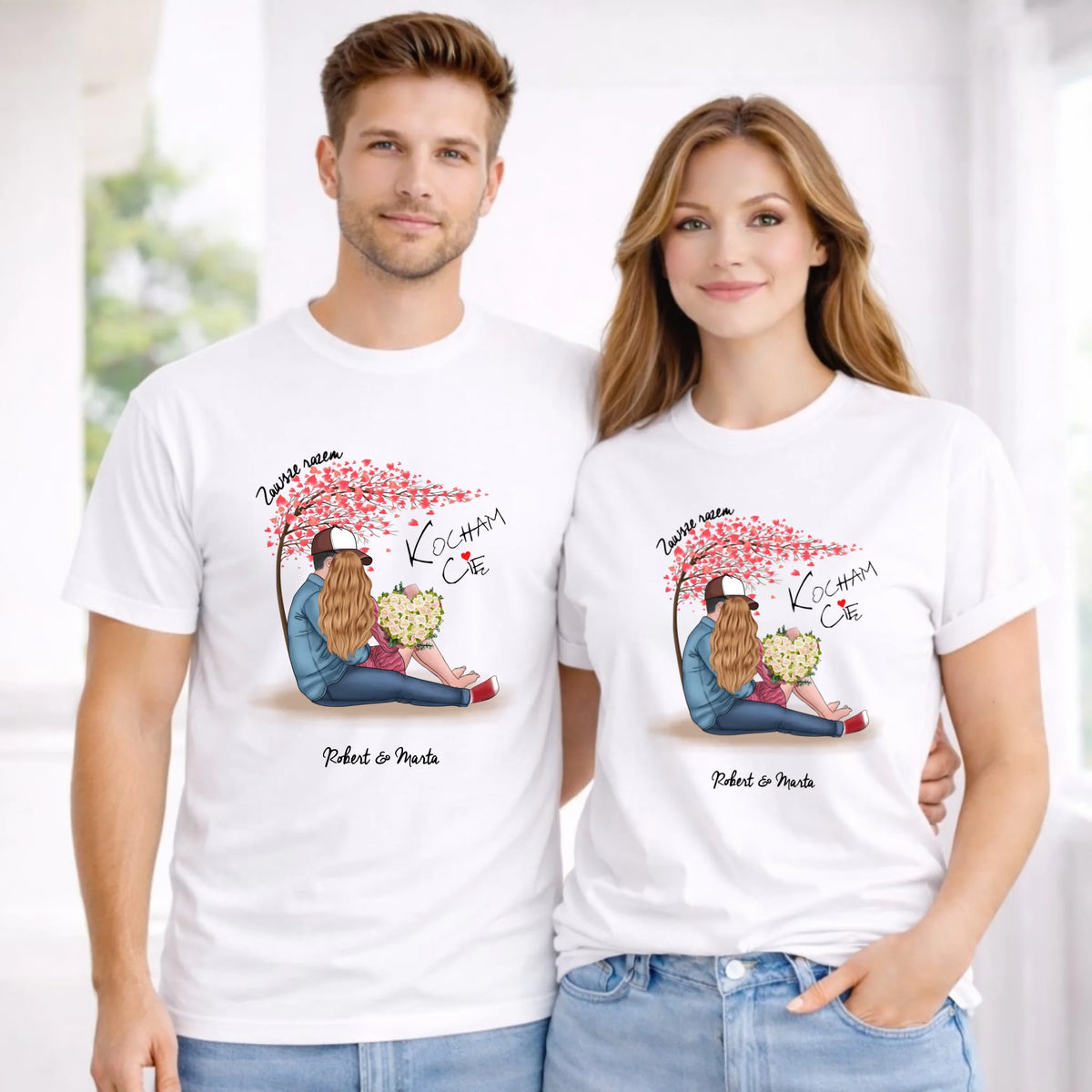 Zestaw koszulek dla par - Zawsze razem - personalizowany W04