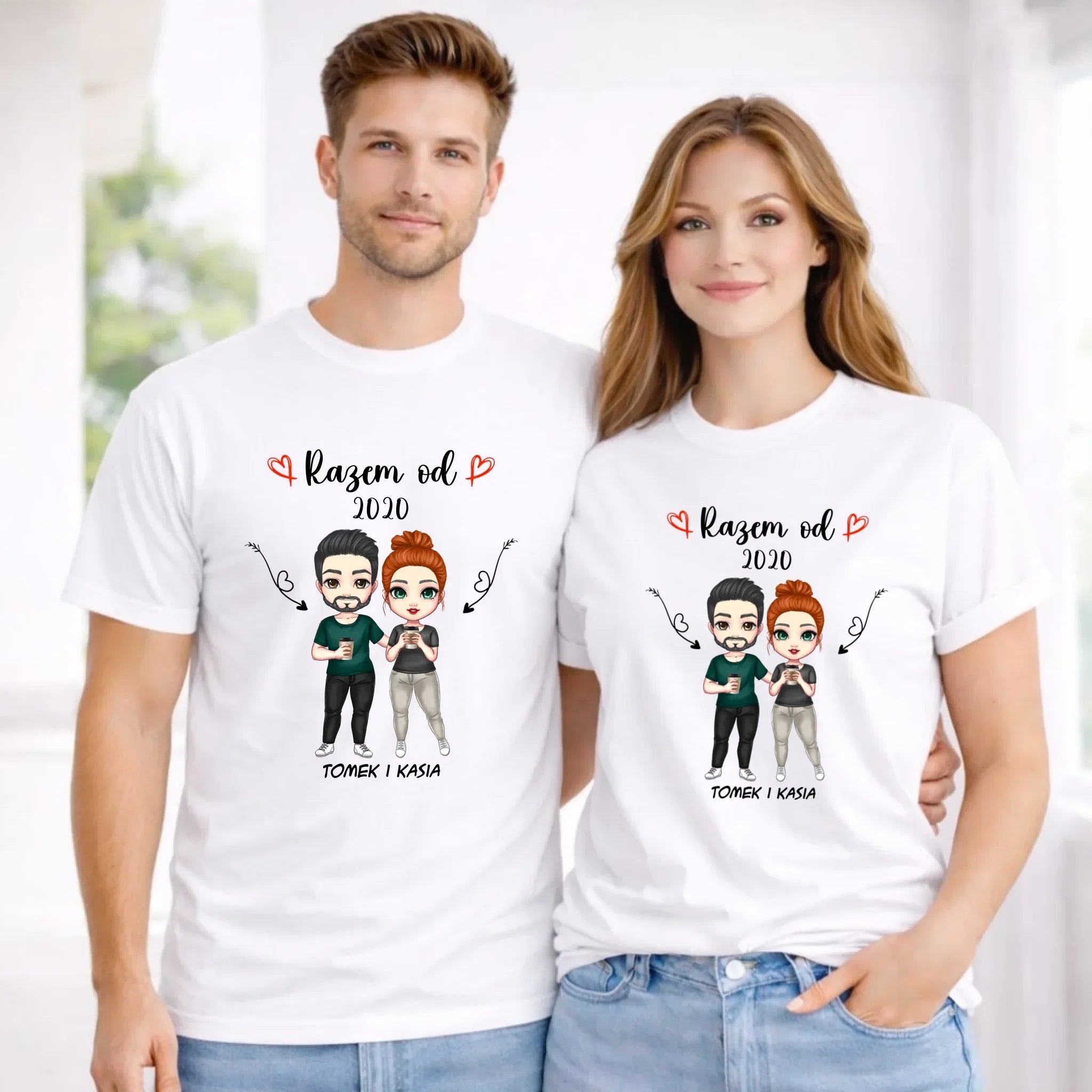 Zestaw koszulek dla par - Para razem od - personalizowany W01 - StoryCups.pl