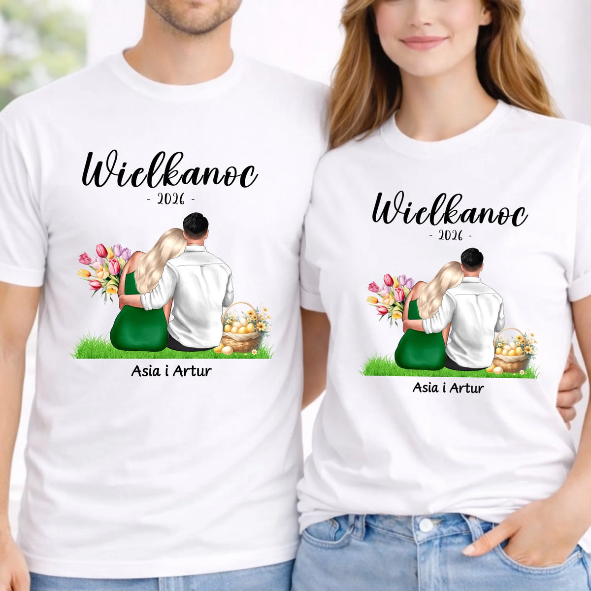 Zestaw koszulek na Wielkanoc dla par - personalizowany WN36