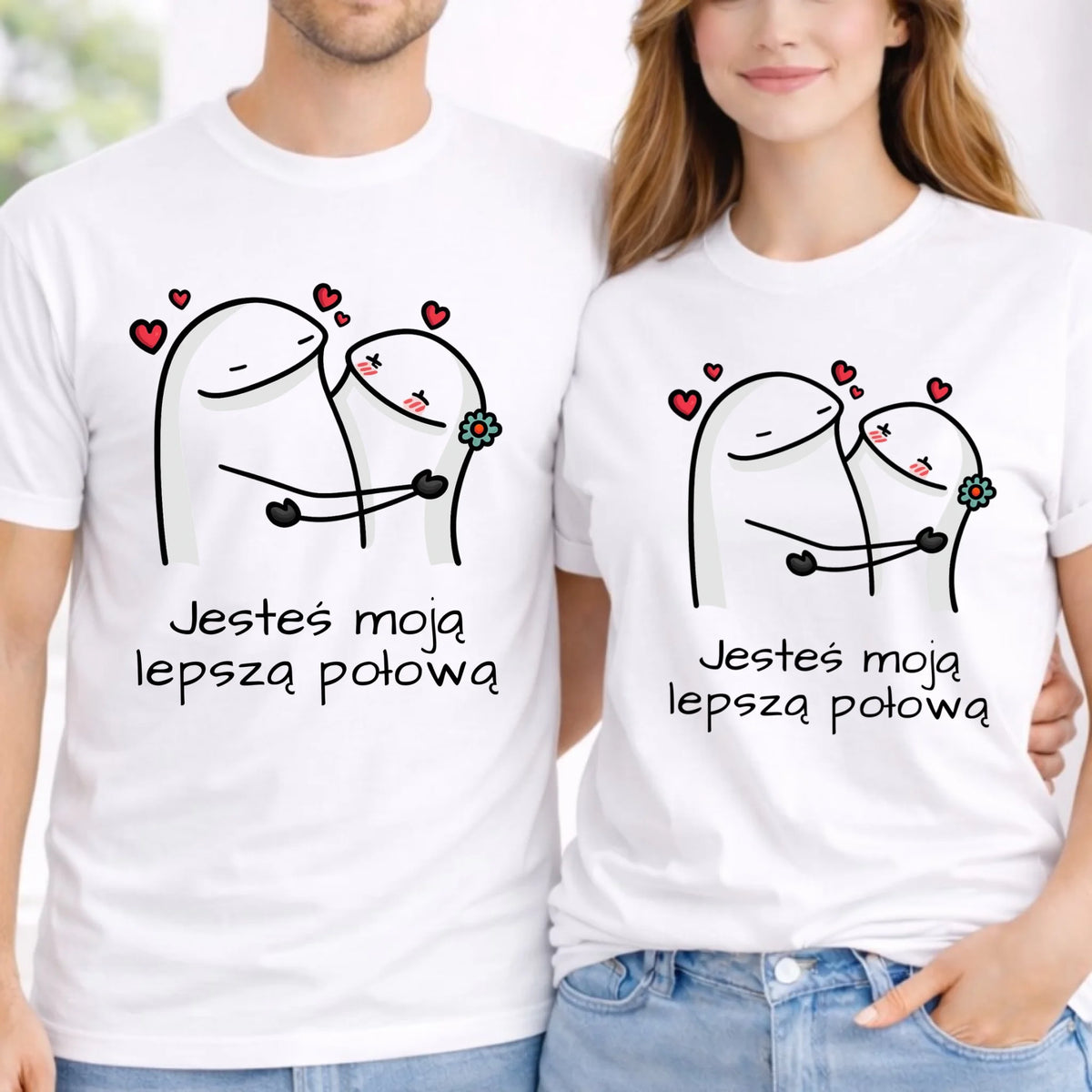 Zestaw koszulek dla par - Jesteś moją lepszą połową W87