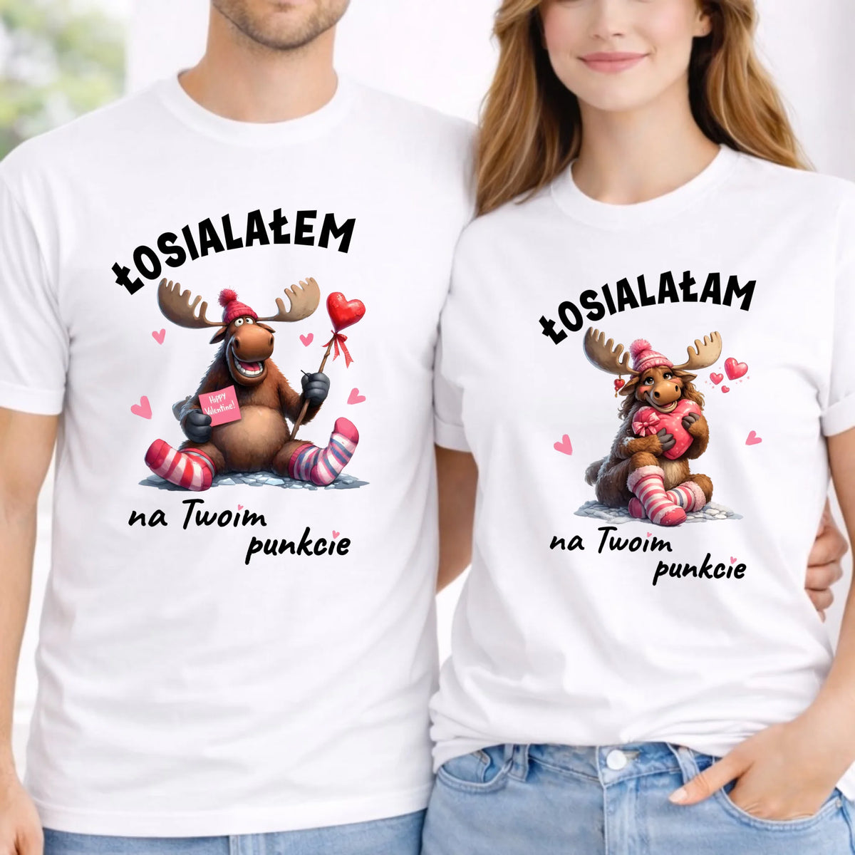 Zestaw koszulek dla par - Łosiałem i łosiałam na Twoim punkcie W66