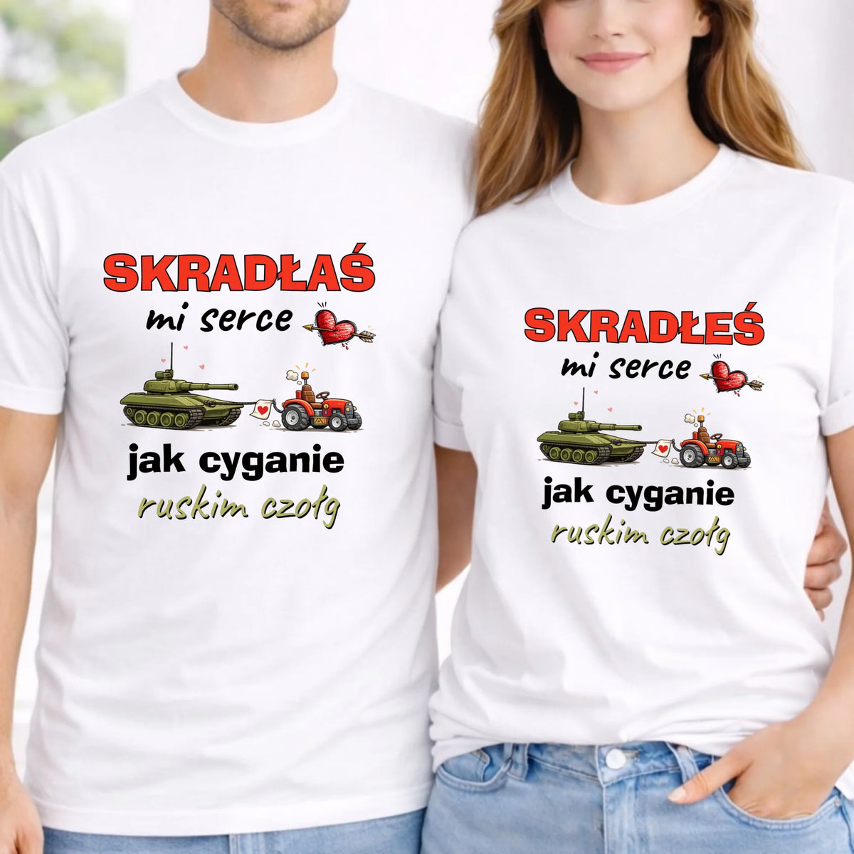 Zestaw koszulek dla par - Skradłeś/aś mi serce jak cyganie ruskim czołg W76