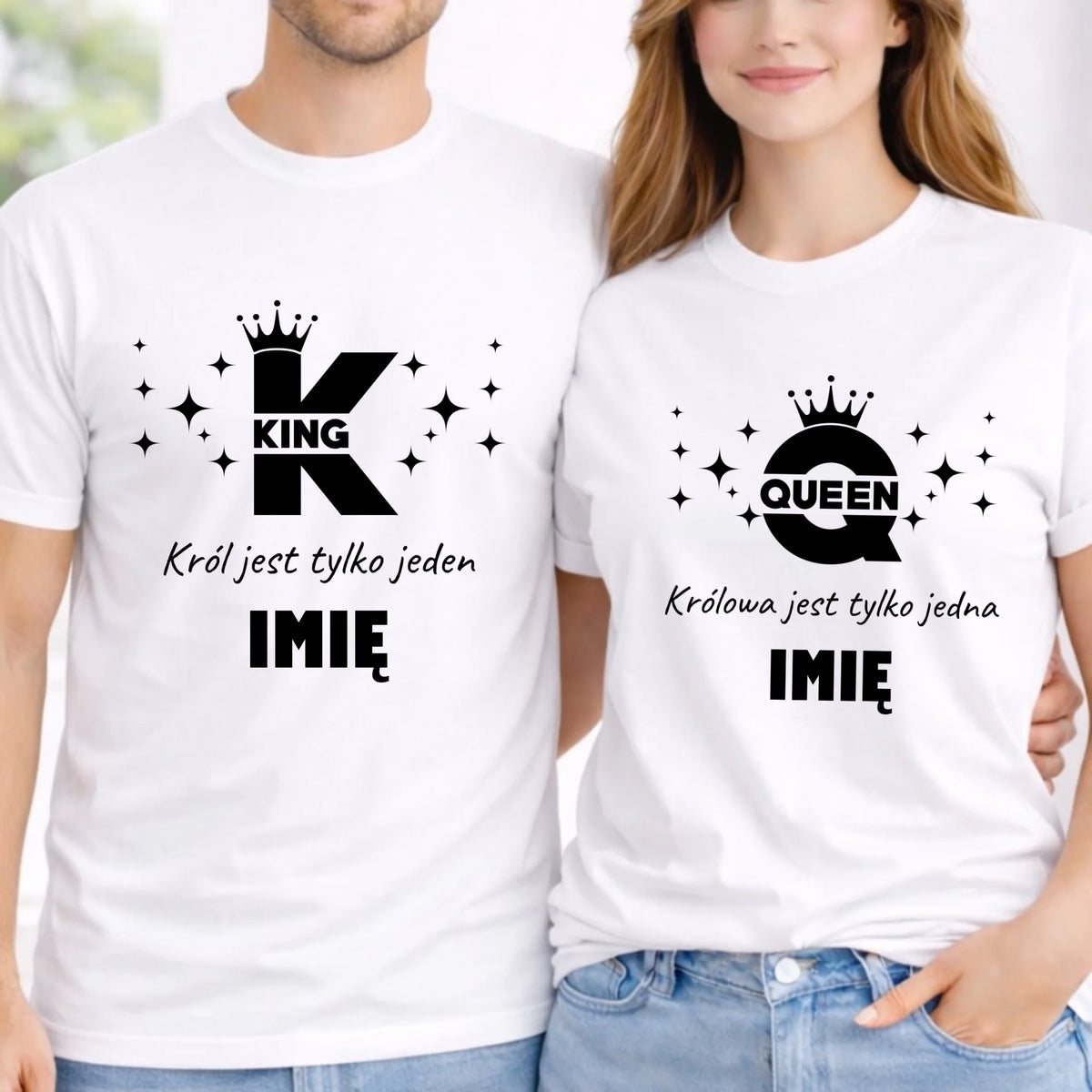 Zestaw koszulek dla par - Queen i King - personalizowany W40