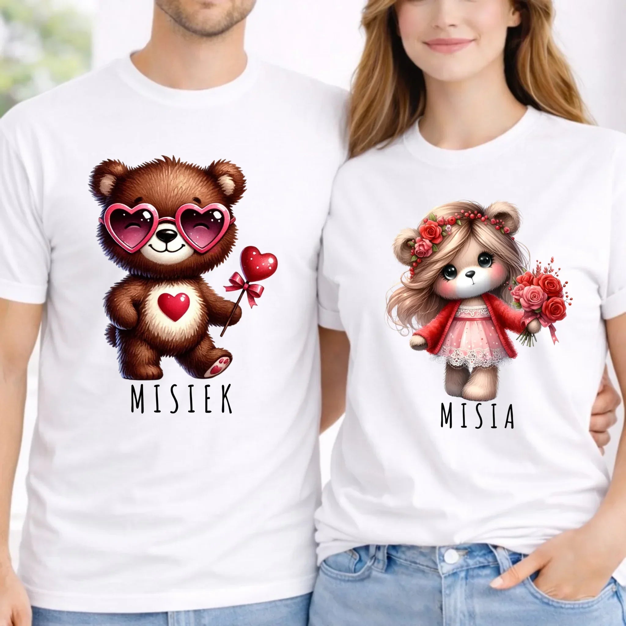 Zestaw koszulek dla par - Misiek i Misia W34 - StoryCups.pl