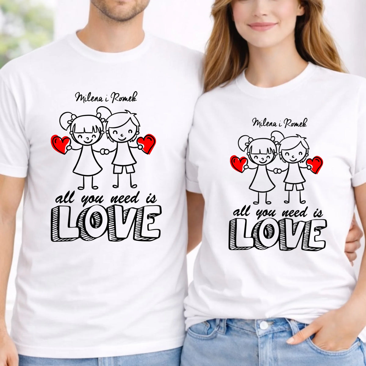 Zestaw koszulek dla par - All You need is love - personalizowany W13
