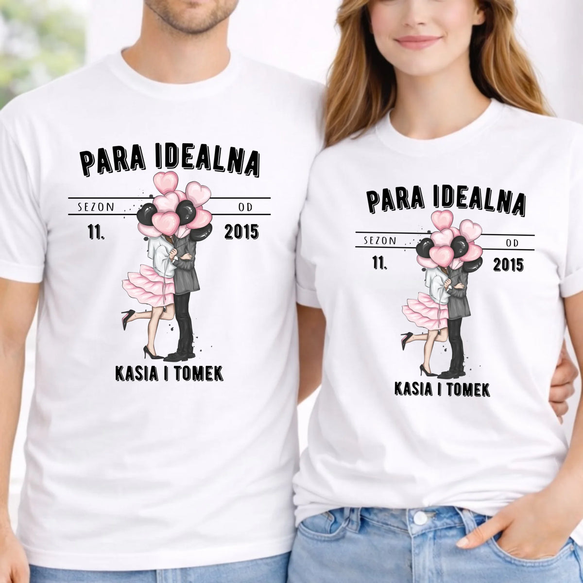Zestaw koszulek dla par - Para idealna - personalizowany W11