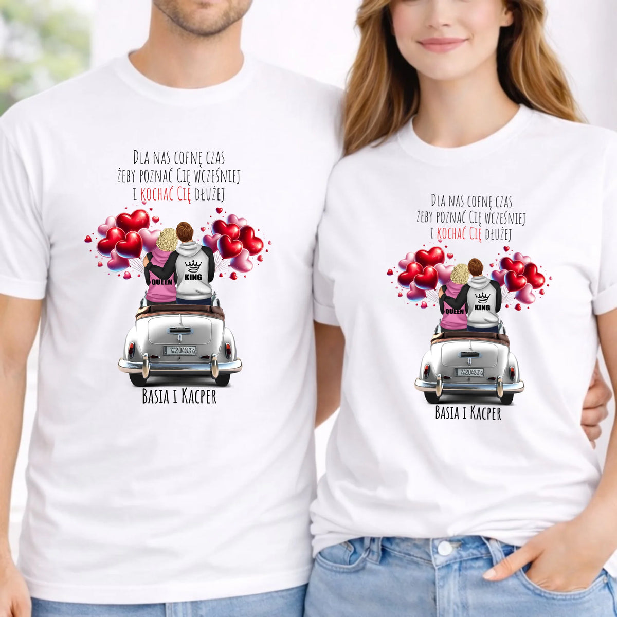 Zestaw koszulek dla par - Dla nas cofnę czas - personalizowany W08