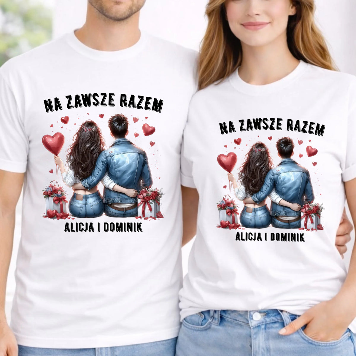 Zestaw koszulek dla par - Na zawsze razem - personalizowany W07