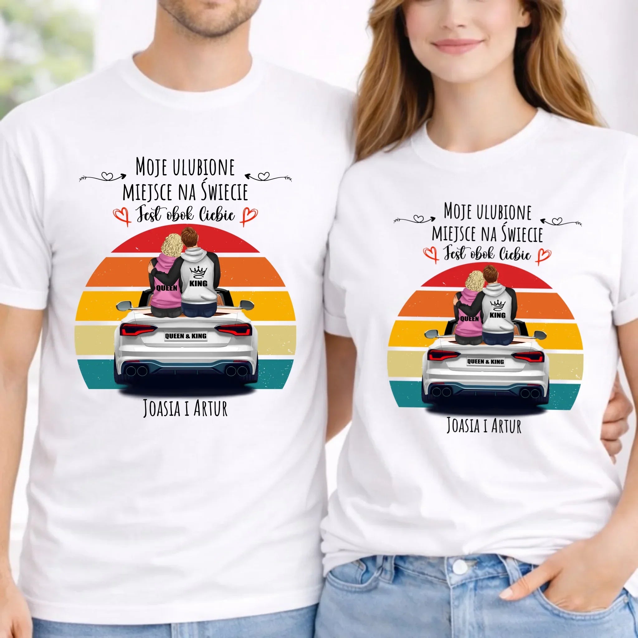 Zestaw koszulek dla par - Moje ulubione miejsce - personalizowany W06 - StoryCups.pl