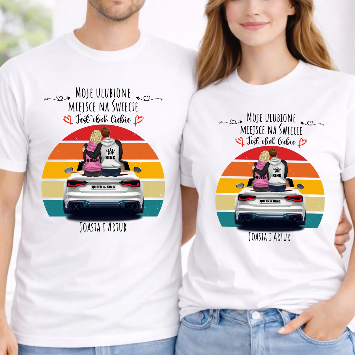 Zestaw koszulek dla par - Moje ulubione miejsce - personalizowany W06