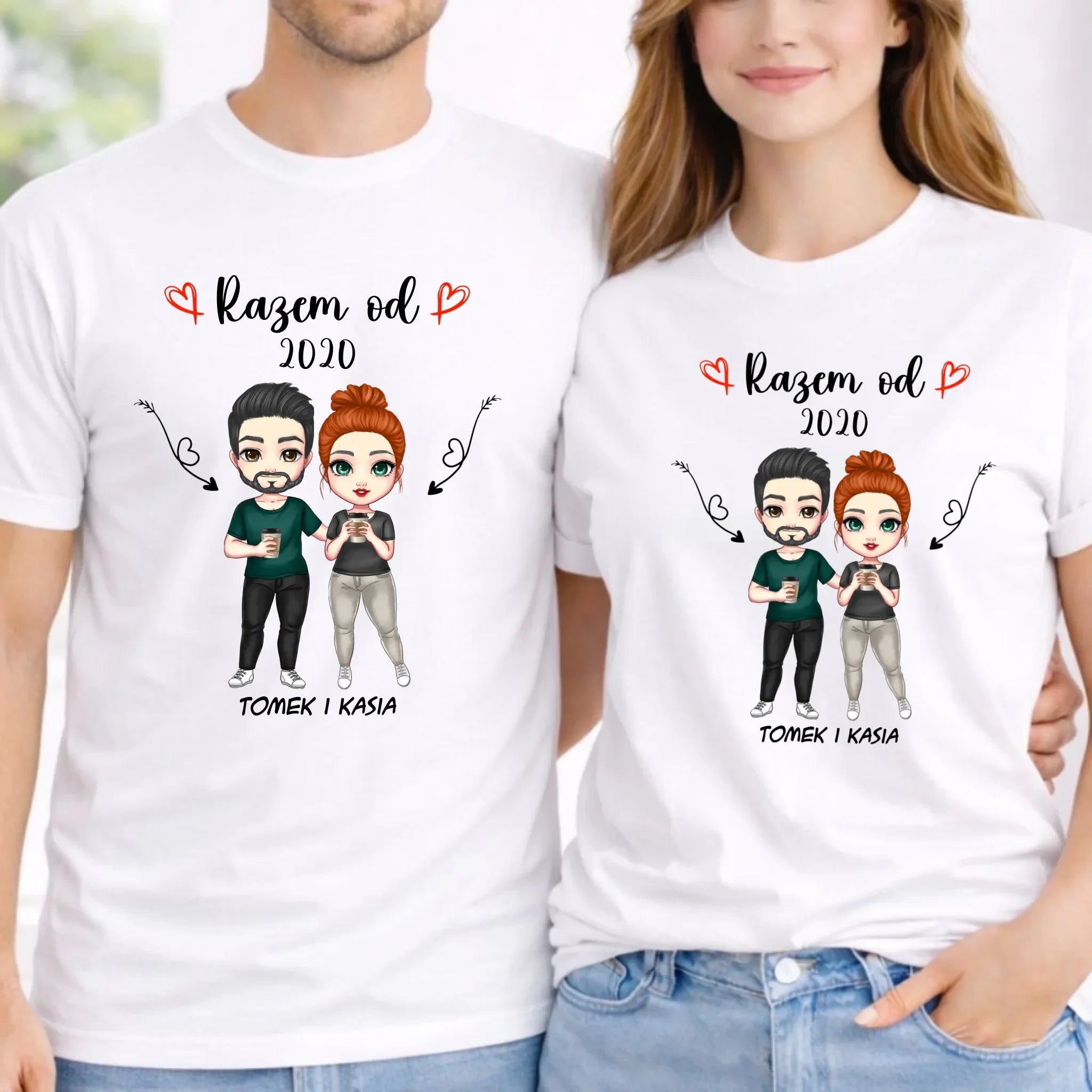Zestaw koszulek dla par - Para razem od - personalizowany W01 - StoryCups.pl
