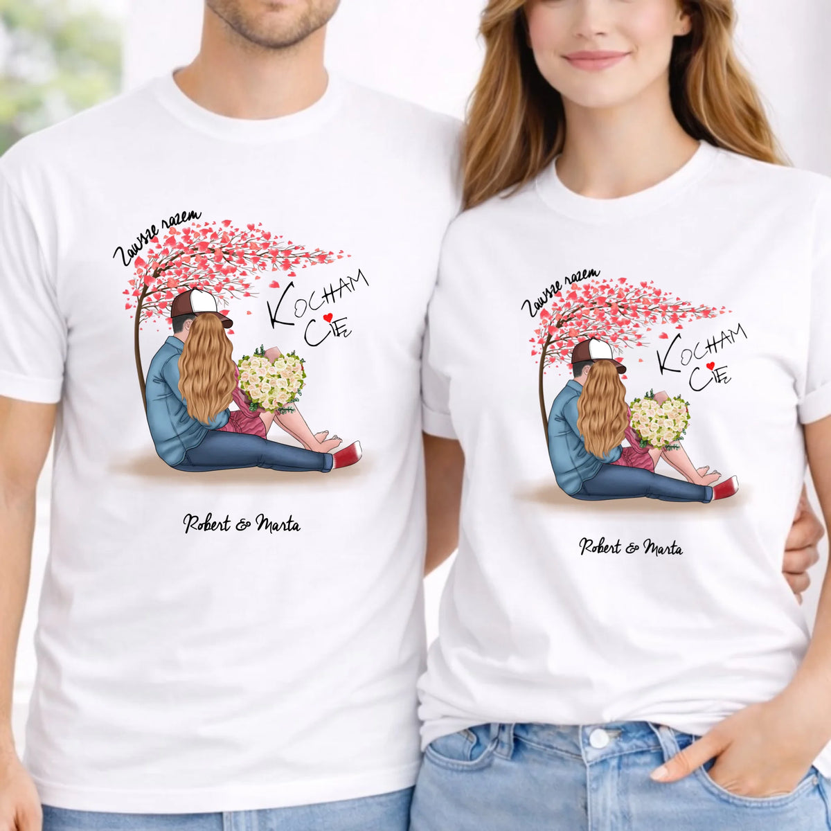 Zestaw koszulek dla par - Zawsze razem - personalizowany W04