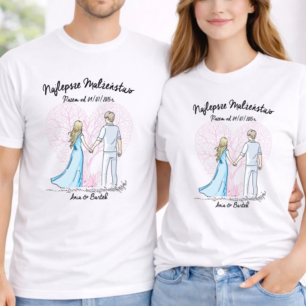 Zestaw koszulek dla par - Najlepsze małżeństwo - personalizowany W03