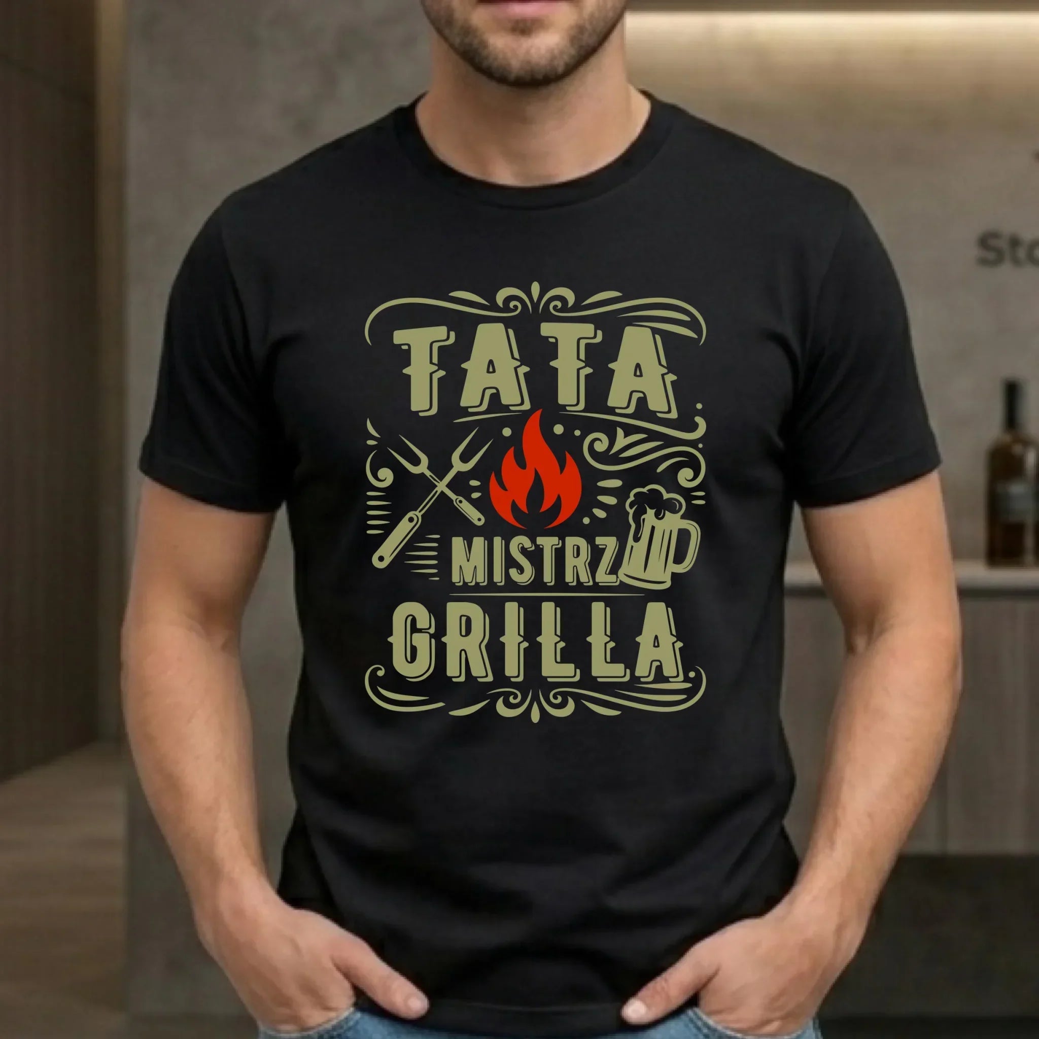 Koszulka dla taty - Tata mistrz grilla DT53 - StoryCups.pl