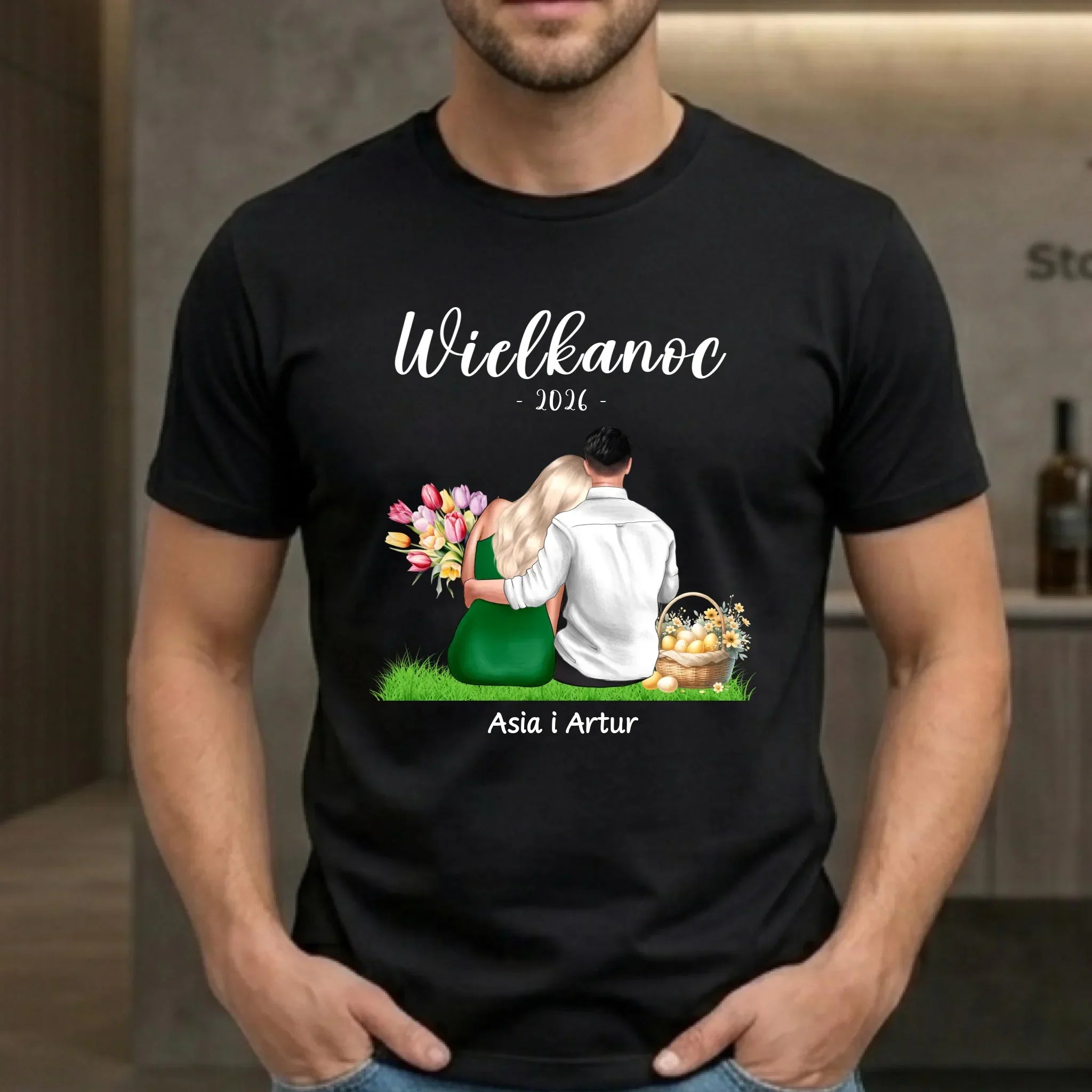 Koszulka męska na Wielkanoc dla par - personalizowana WN36 - StoryCups.pl