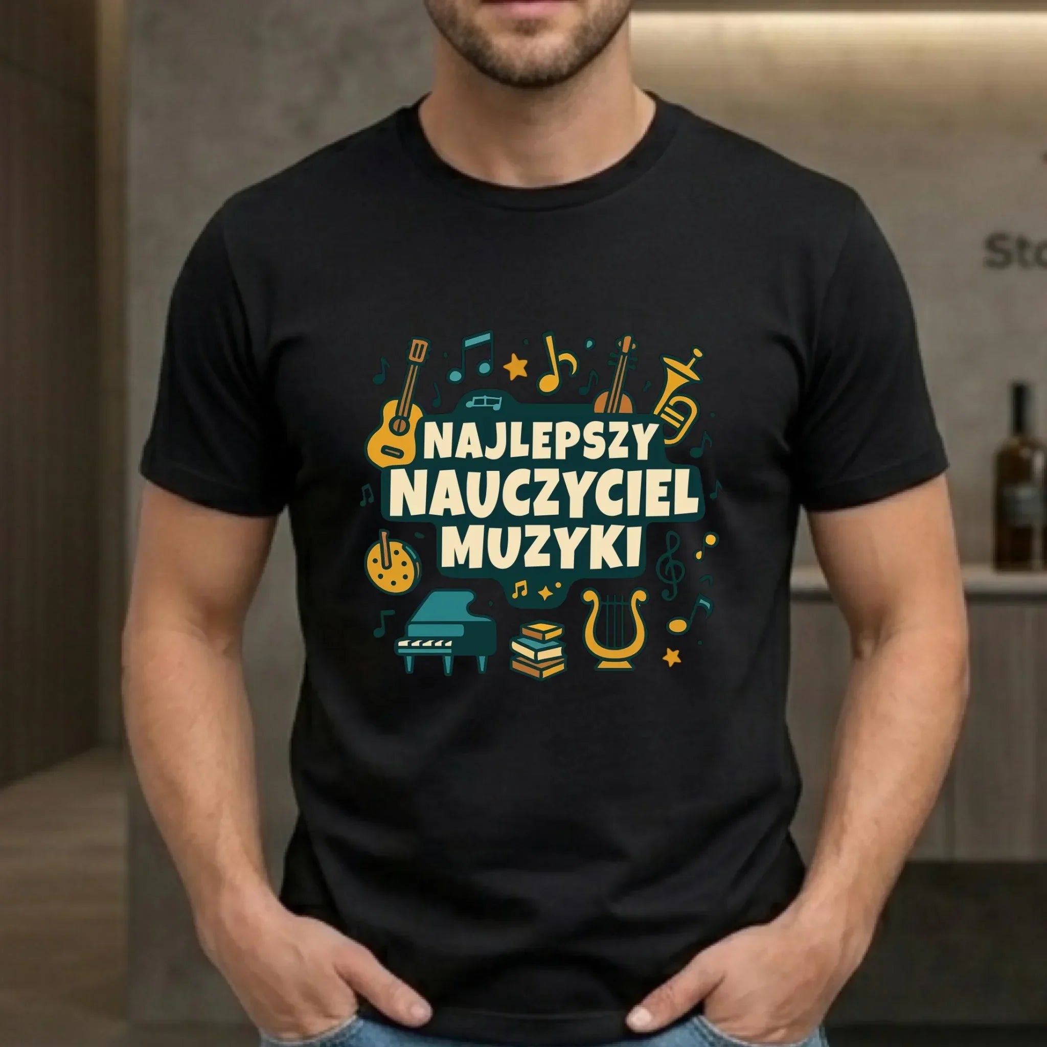 Koszulka męska dla nauczyciela - Najlepszy nauczyciel muzyki N52 - StoryCups.pl
