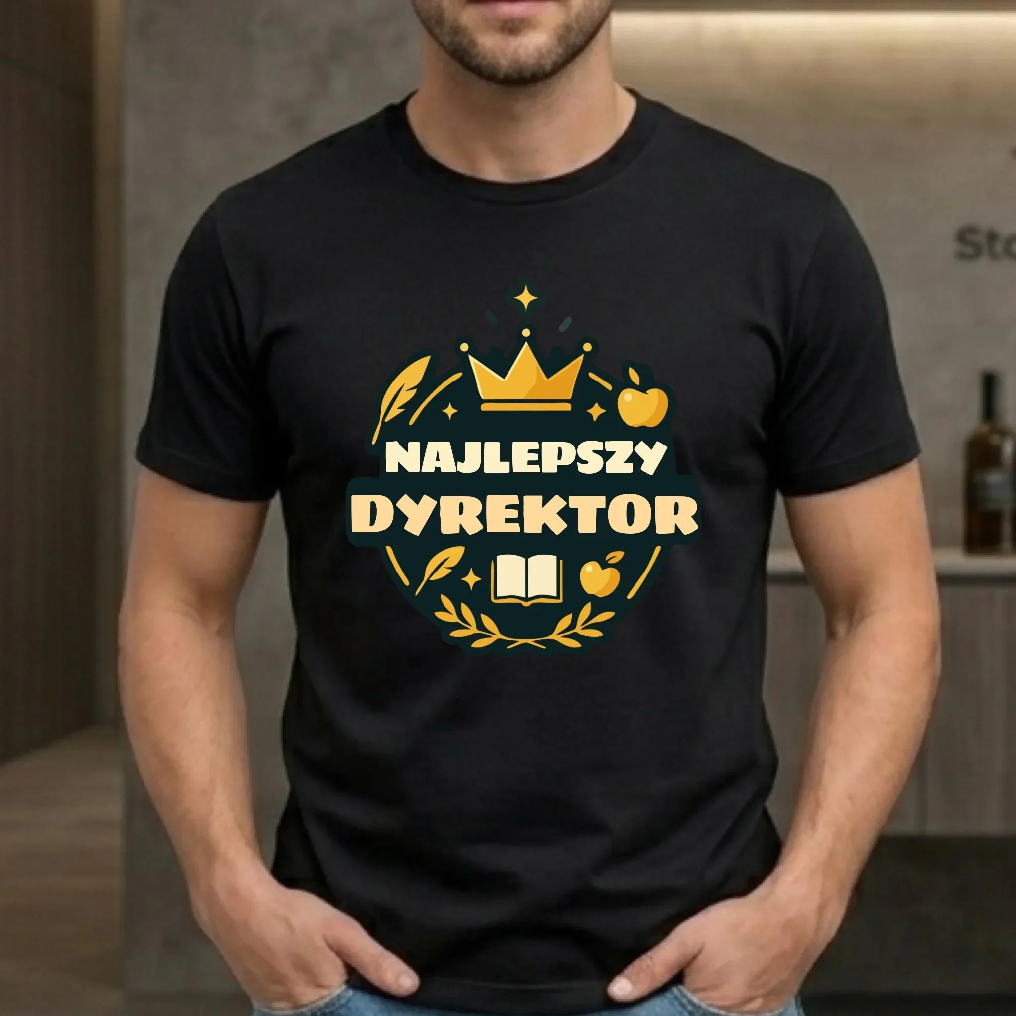 Koszulka męska dla dyrektora szkoły - Najlepszy Dyrektor N48 - StoryCups.pl