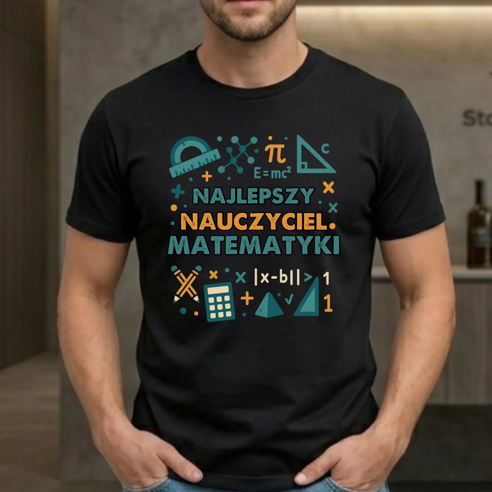 Koszulka męska dla nauczyciela - Najlepszy nauczyciel matematyki N74 - StoryCups.pl