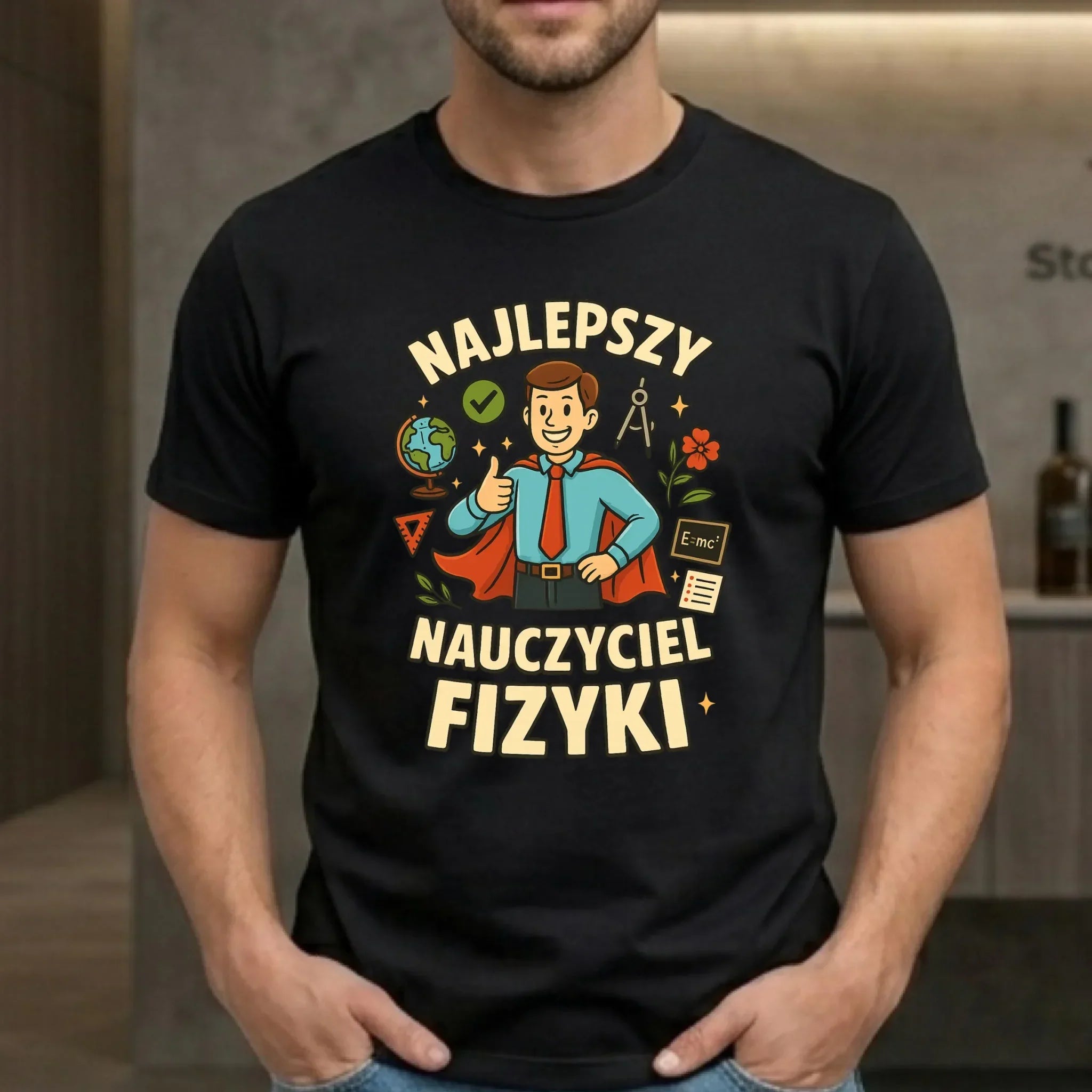 Koszulka męska dla nauczyciela - Najlepszy nauczyciel fizyki N22 - StoryCups.pl