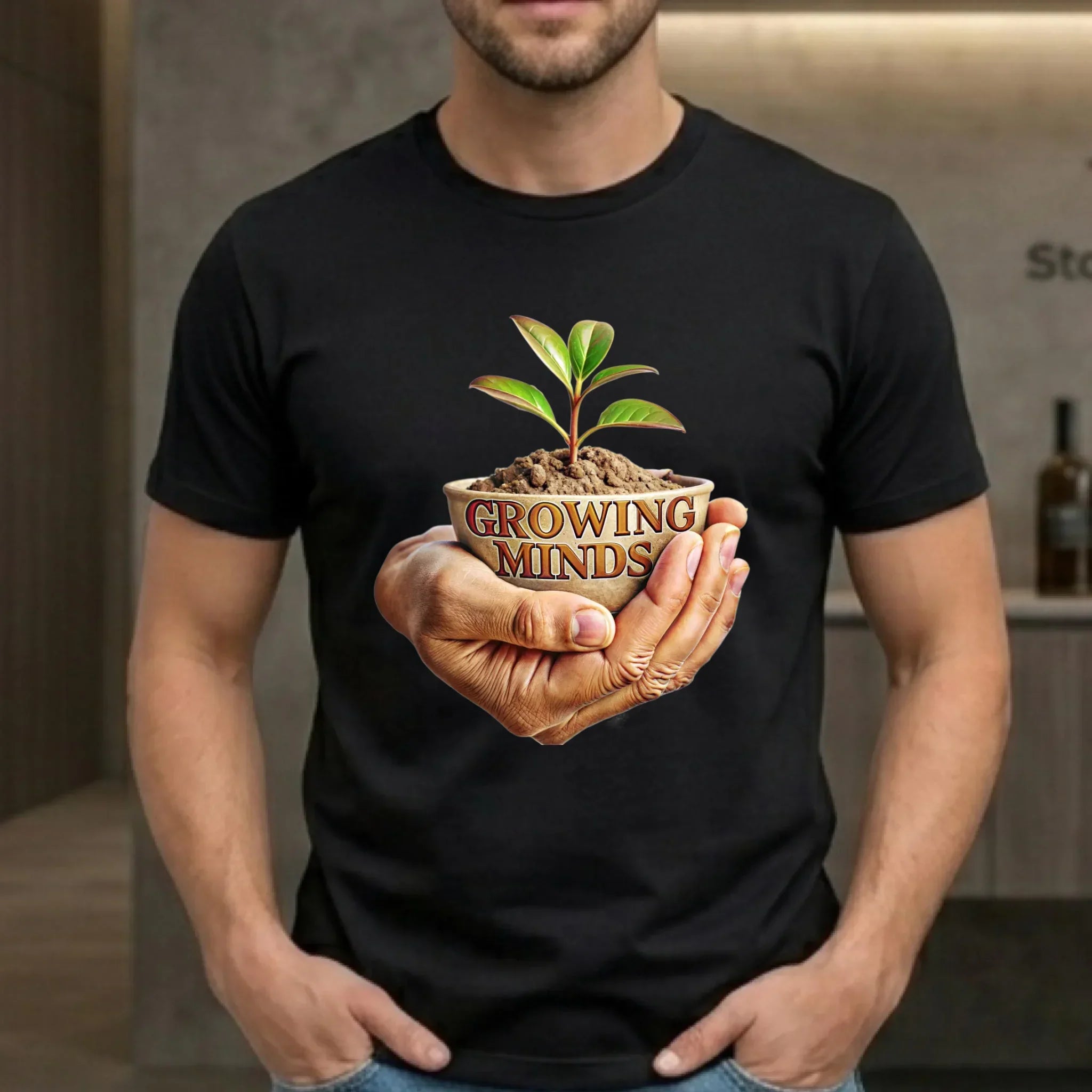 Koszulka męska dla nauczyciela - Growing minds N15 - StoryCups.pl