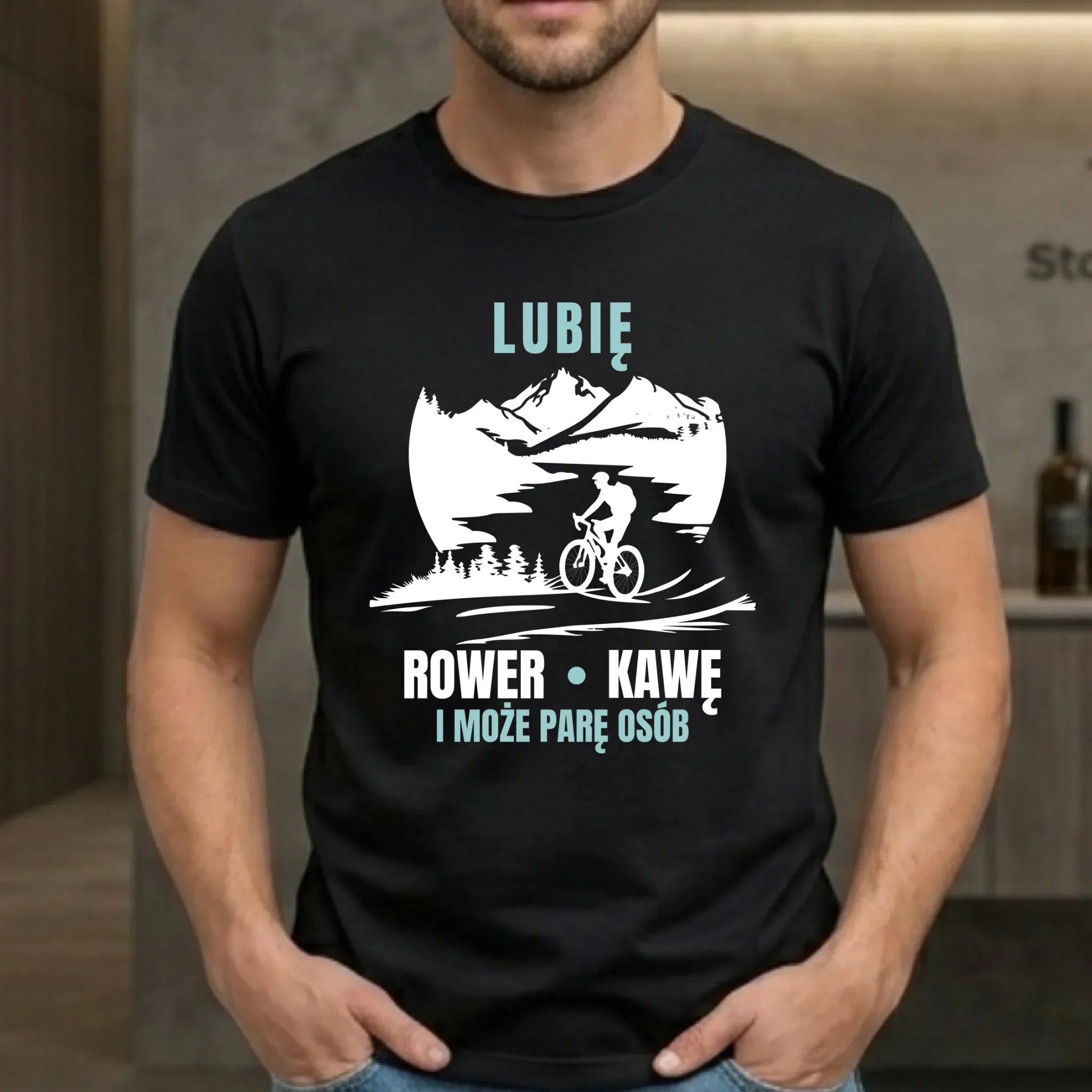 Koszulka męska dla rowerzysty - Lubię rower kawę i może parę osób HR05 - StoryCups.pl