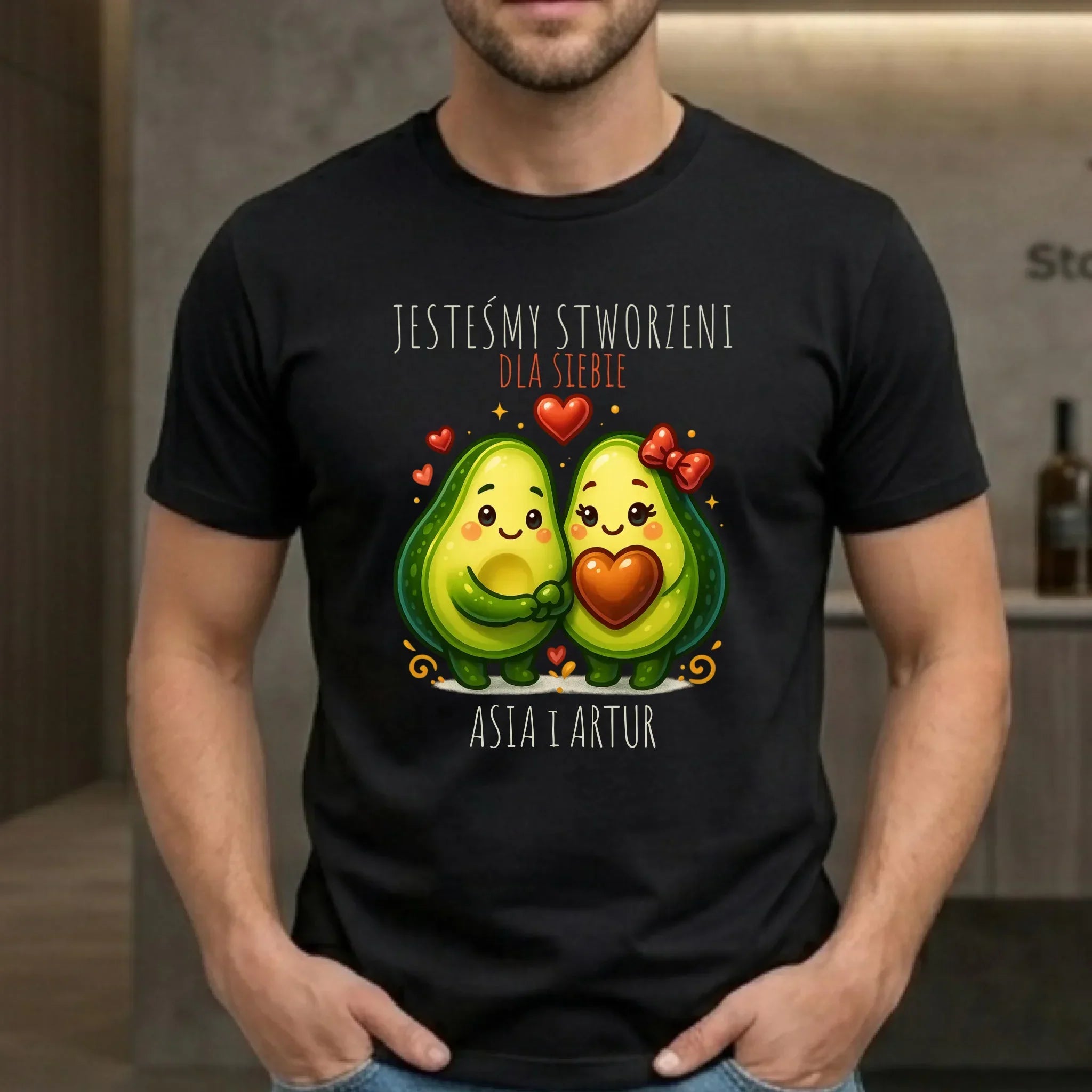 Koszulka męska - Awokado Stworzeni dla siebie - personalizowana W91 - StoryCups.pl