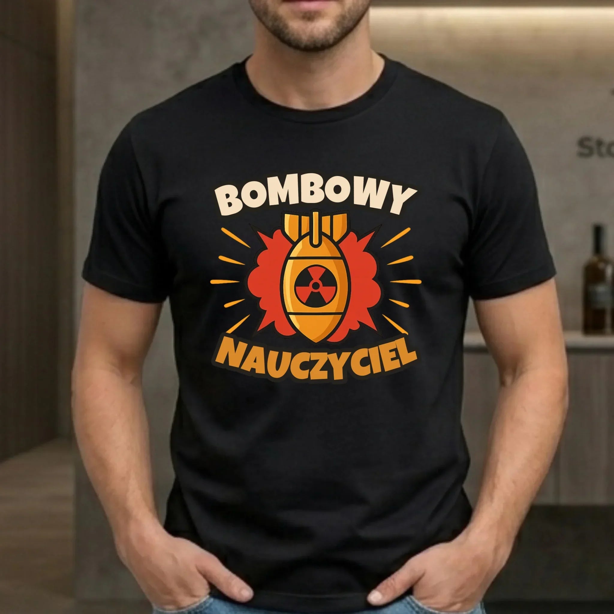 Koszulka męska dla nauczyciela - Bombowy Nauczyciel N36 - StoryCups.pl