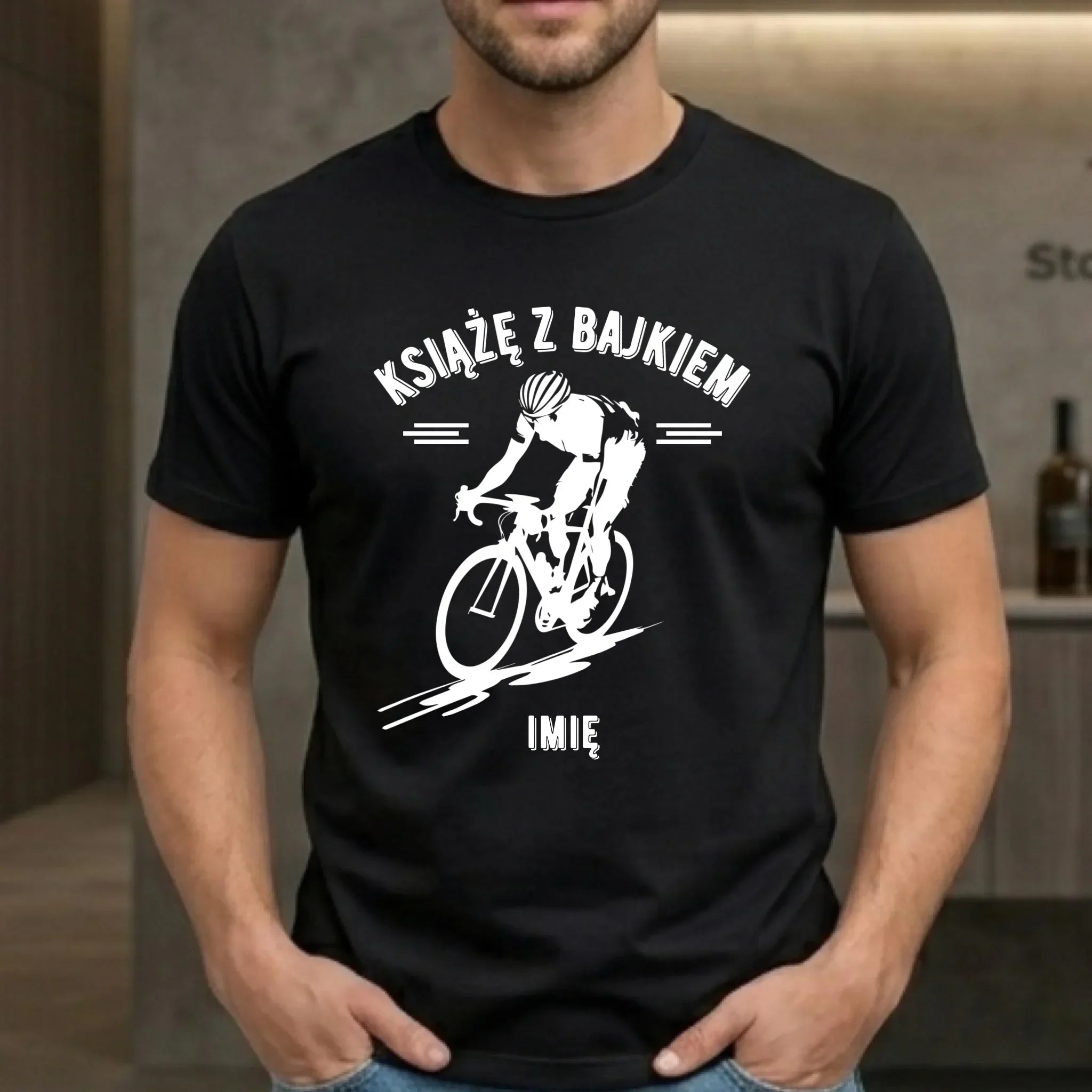 Koszulka męska dla rowerzysty - Książę z bajkiem - personalizowana HR01 - StoryCups.pl