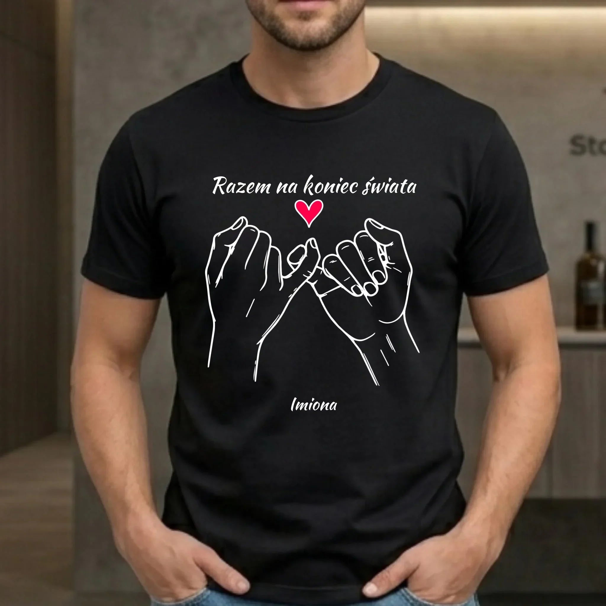 Koszulka męska - Razem na koniec świata - personalizowana W60 - StoryCups.pl