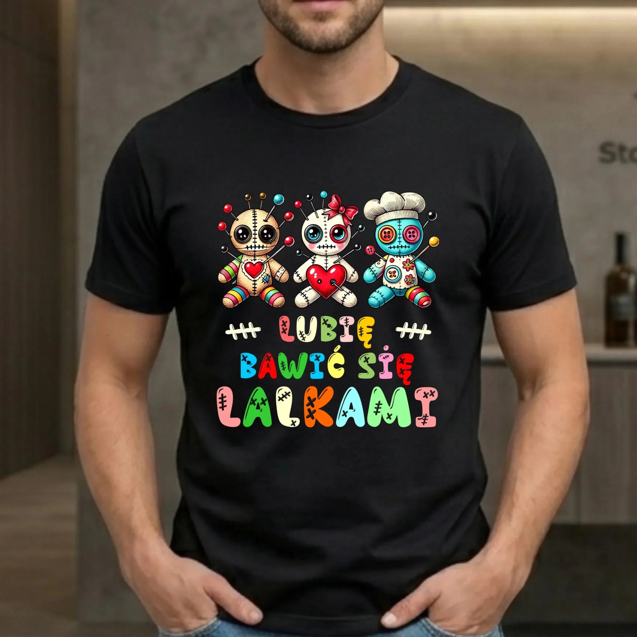 Koszulka męska - Voodoo Lubię bawić się lalkami W52 - StoryCups.pl