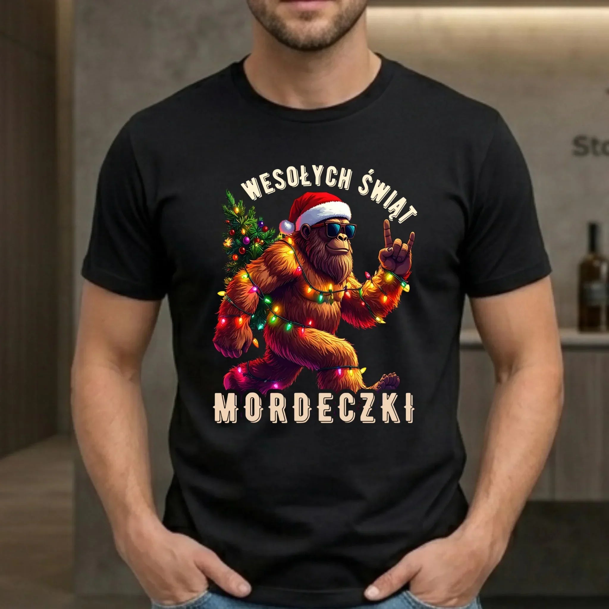 Koszulka męska świąteczna - prezent na święta - Yeti Wesołych Świąt mordeczki BN152 - StoryCups.pl
