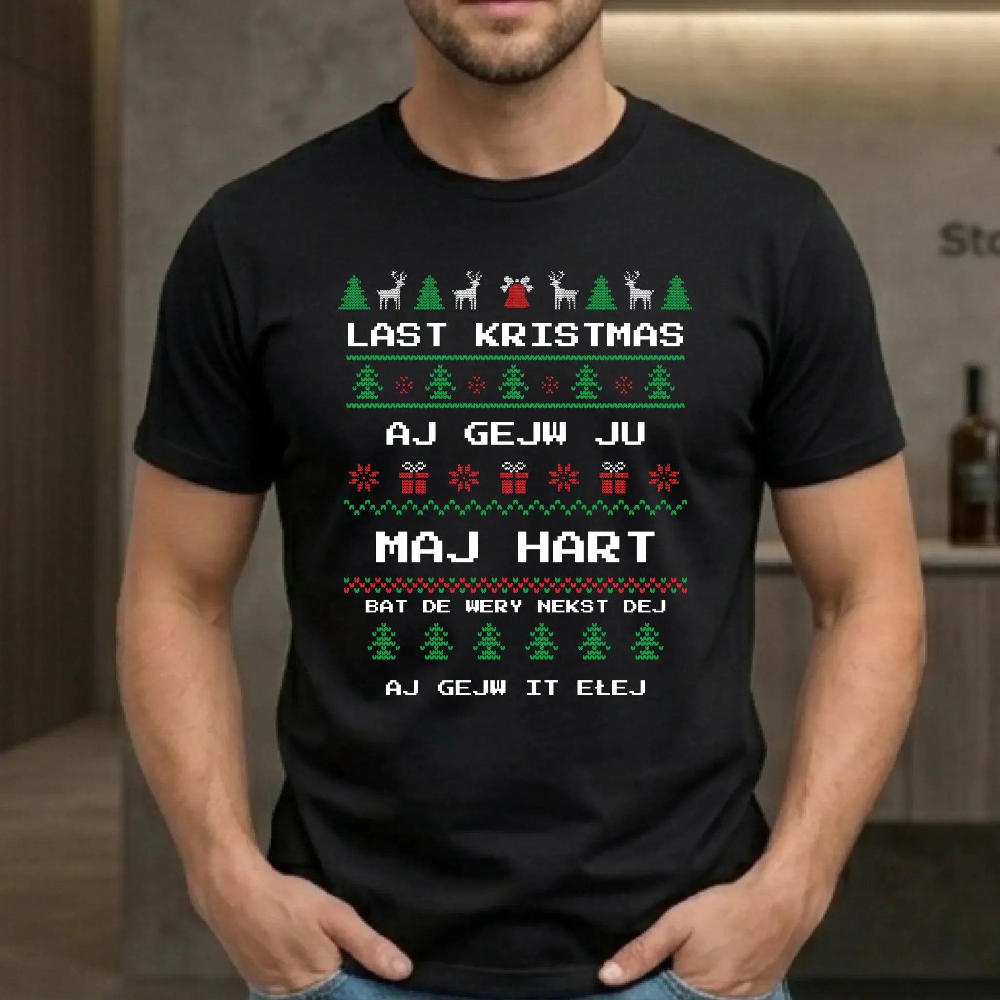 Koszulka męska świąteczna - Last kristmas aj gejw ju maj hart BN13 - StoryCups.pl