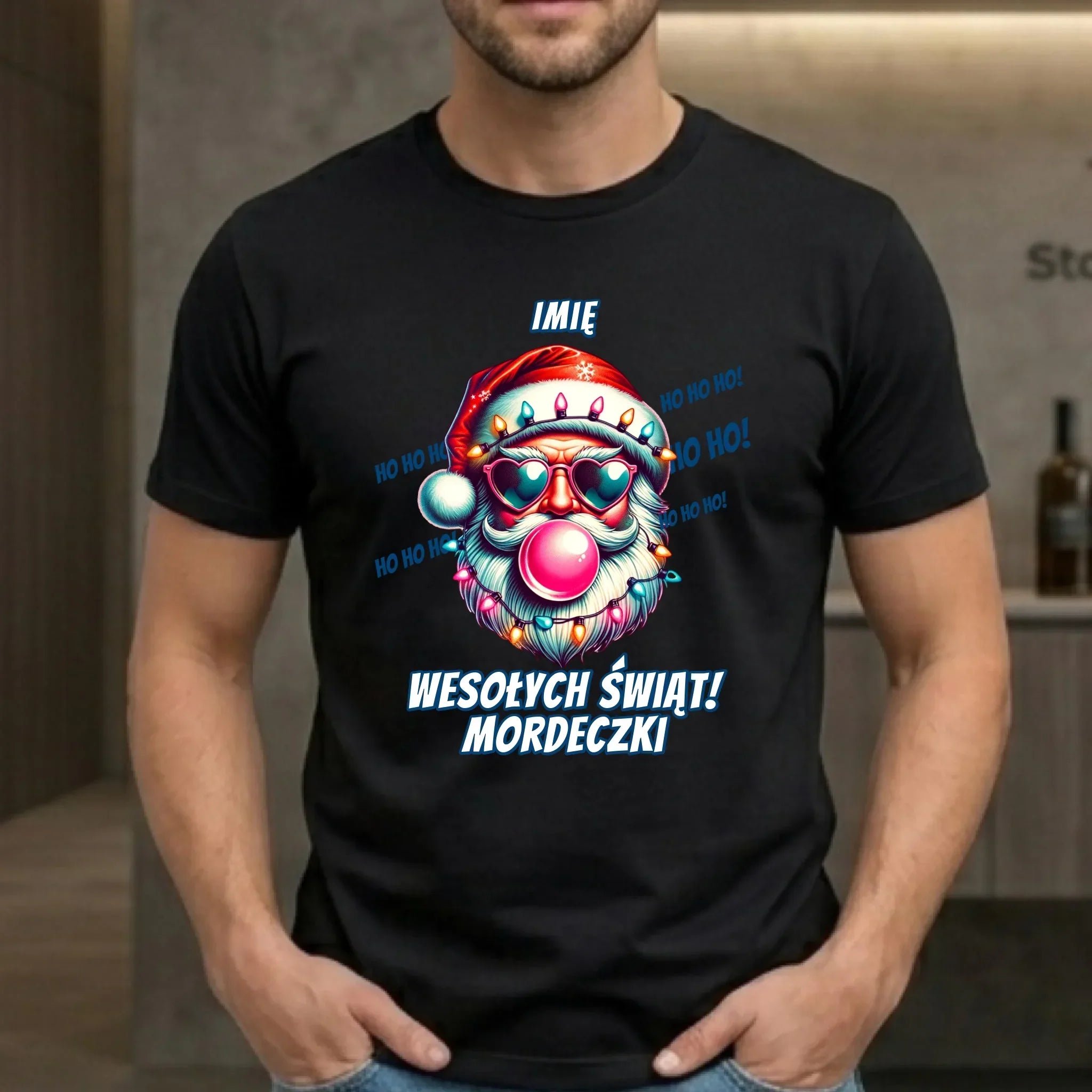 Koszulka męska świąteczna - Mikołaj Wesołych Świąt Mordeczki - personalizowana BN17 - StoryCups.pl