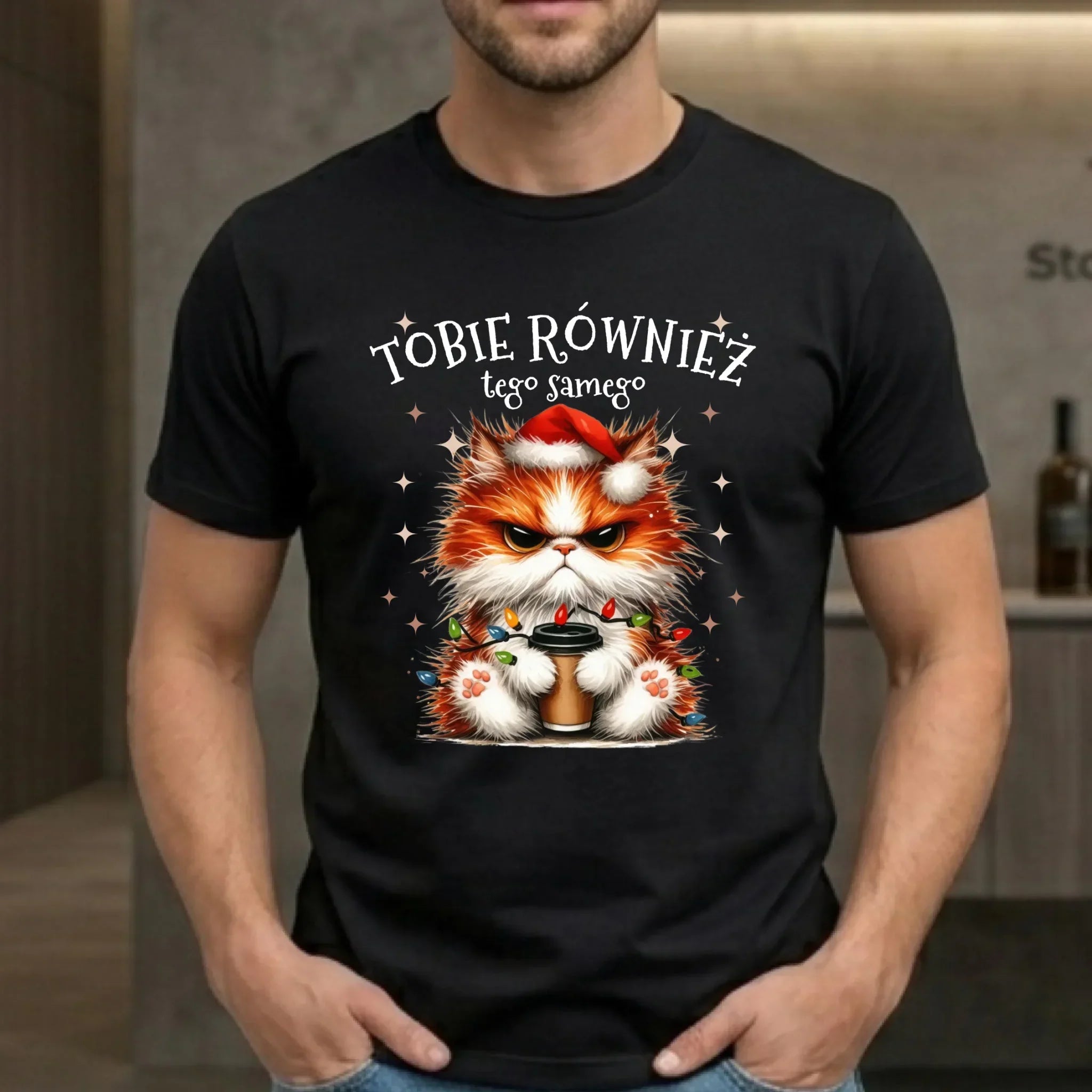 Koszulka męska świąteczna - Grumpy Cat Tobie również tego samego BN32 - StoryCups.pl