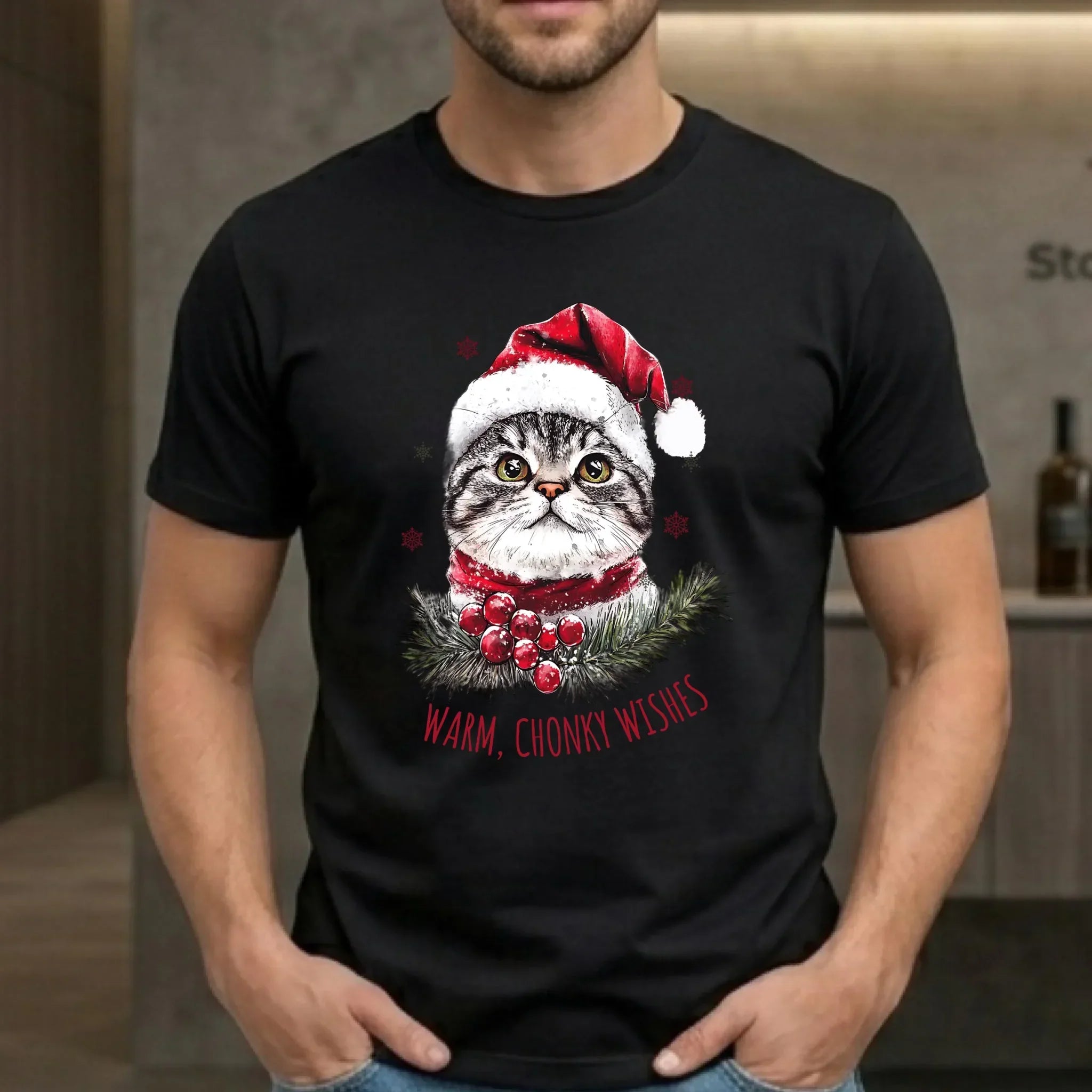Koszulka męska świąteczna - Warm, Chonky Wishes BN36 - StoryCups.pl