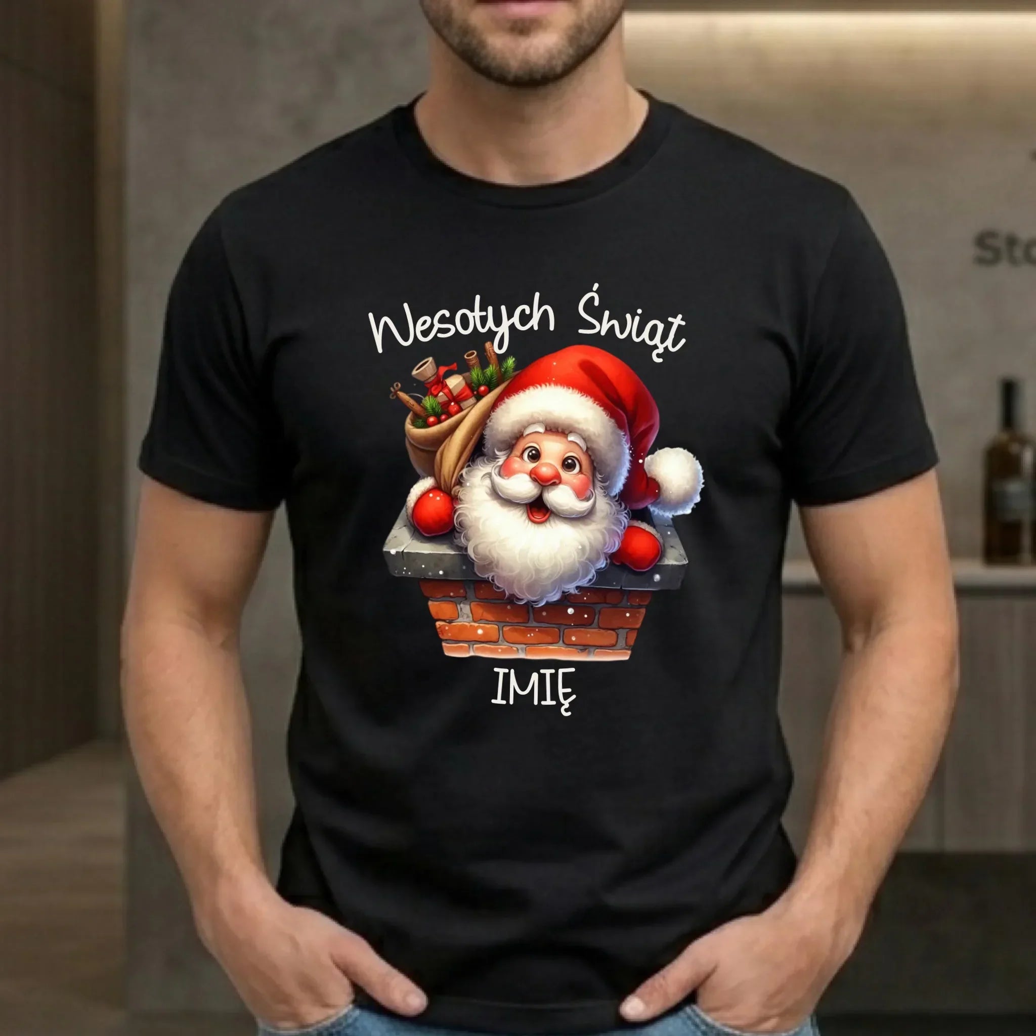 Koszulka męska świąteczna - prezent na Mikołajki Mikołaj - personalizowana BN08 - StoryCups.pl