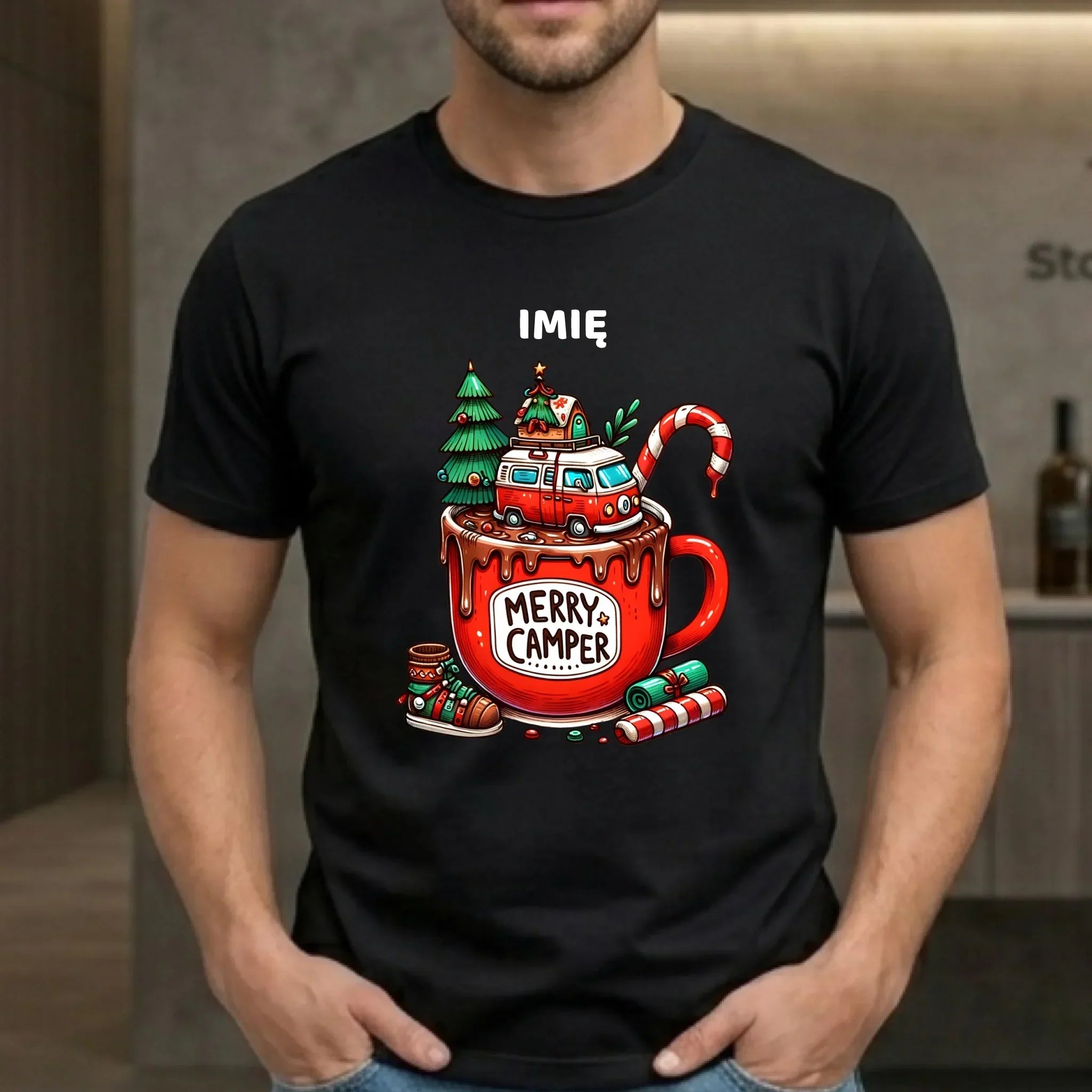 Koszulka męska świąteczna - Kamper Merry Camper - personalizowana BN43 - StoryCups.pl