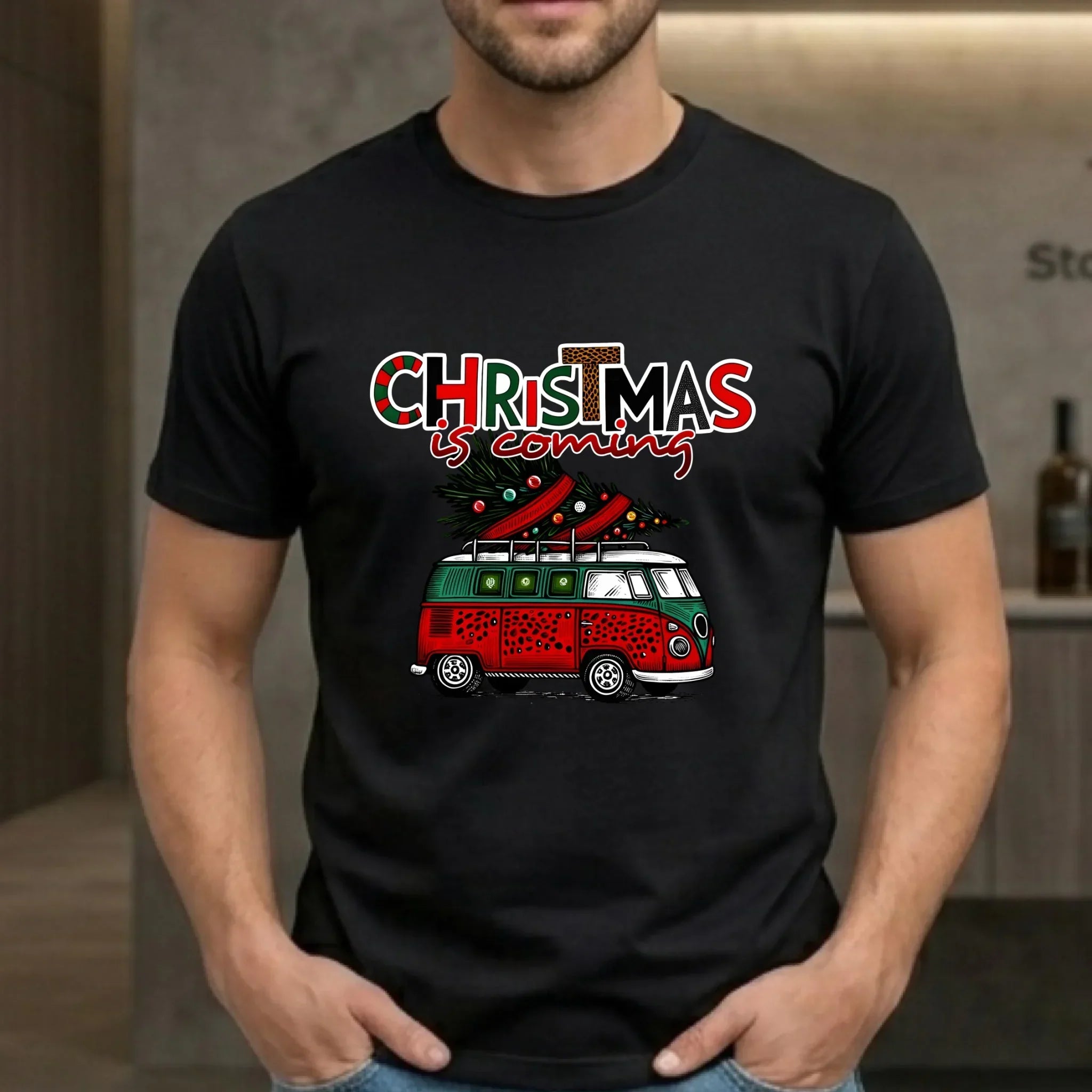 Koszulka męska świąteczna - Kamper Christmas is coming BN42 - StoryCups.pl
