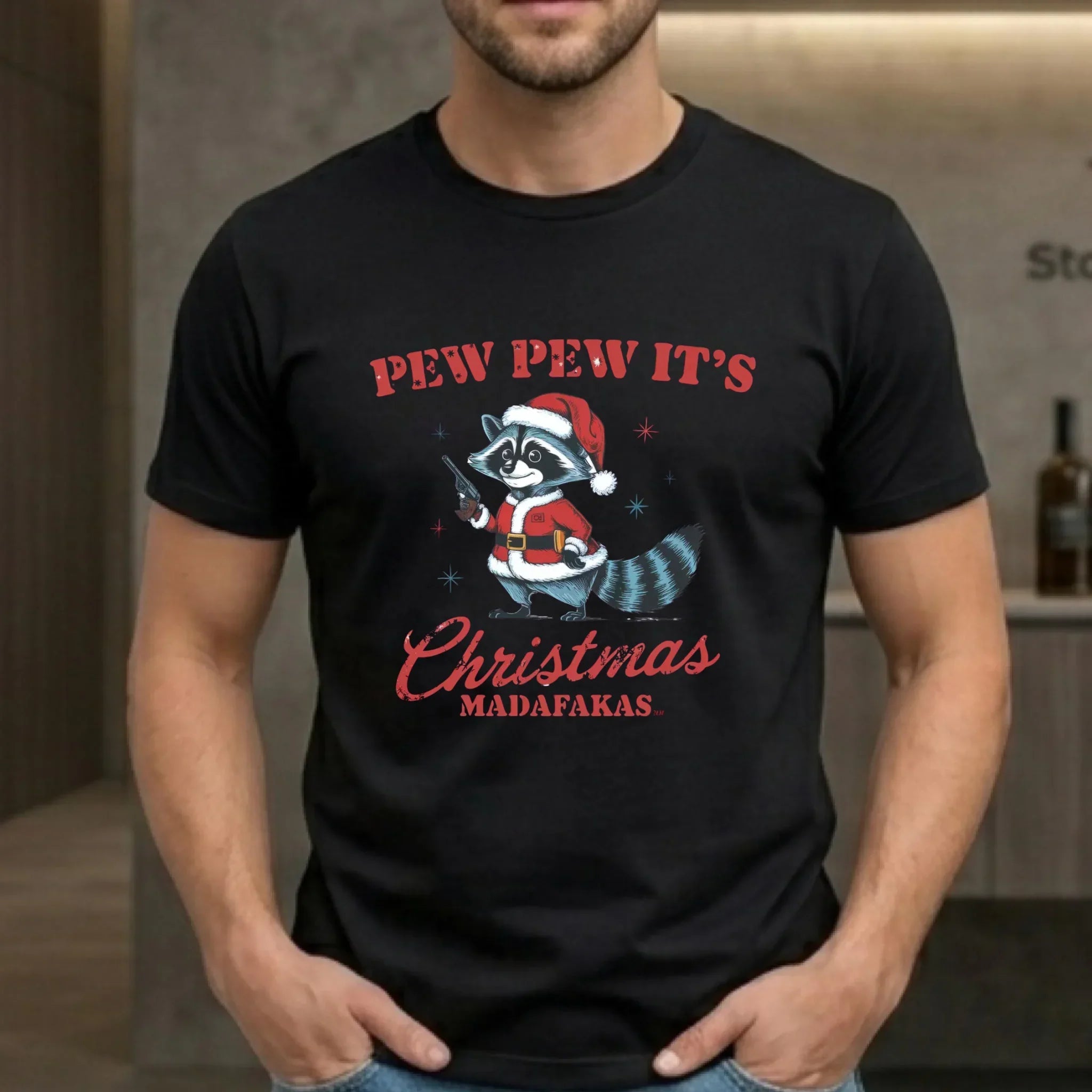 Koszulka męska świąteczna - Pew pew it's Christmas BN60 - StoryCups.pl