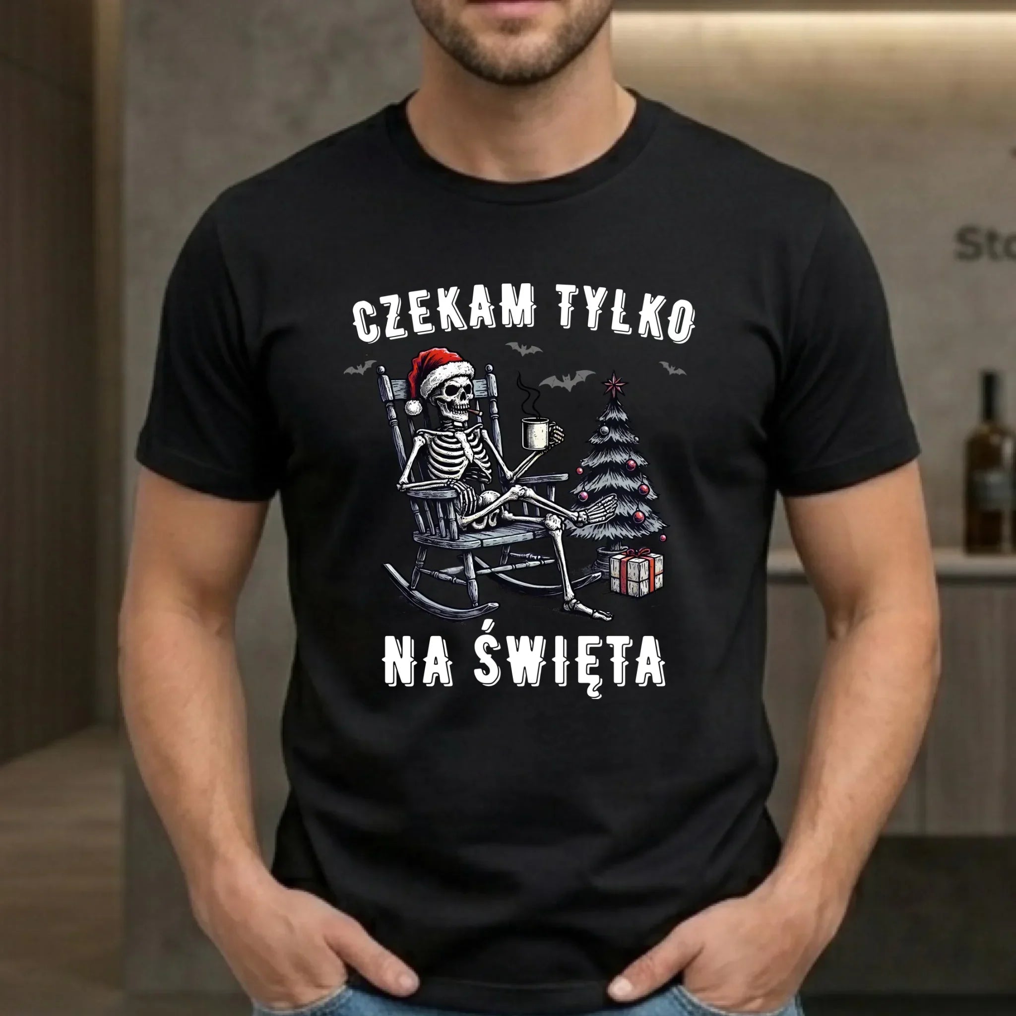 Koszulka męska świąteczna - Czekam tylko na święta BN56 - StoryCups.pl